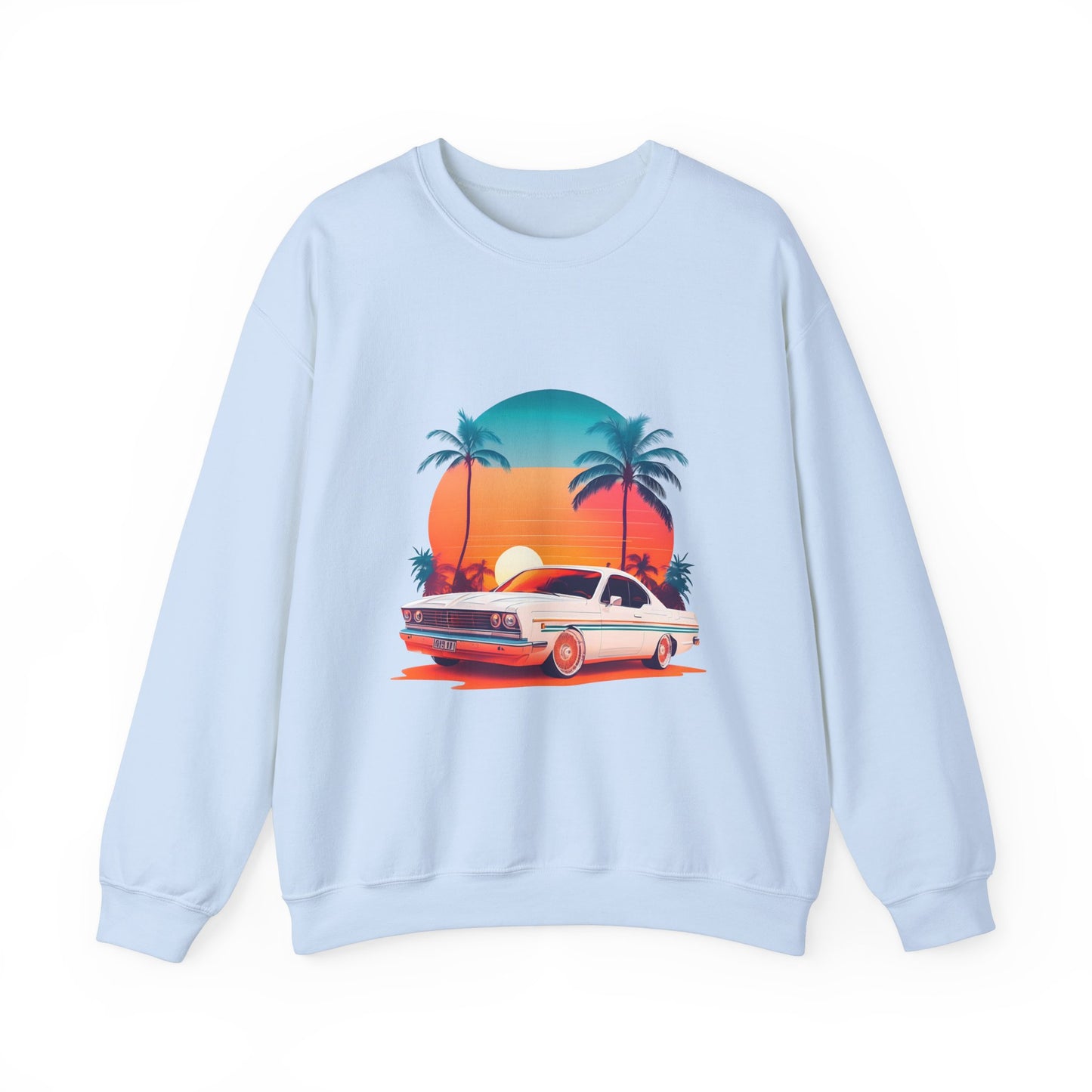 Retro Sunset Car Unisex Crewneck Sweatshirt