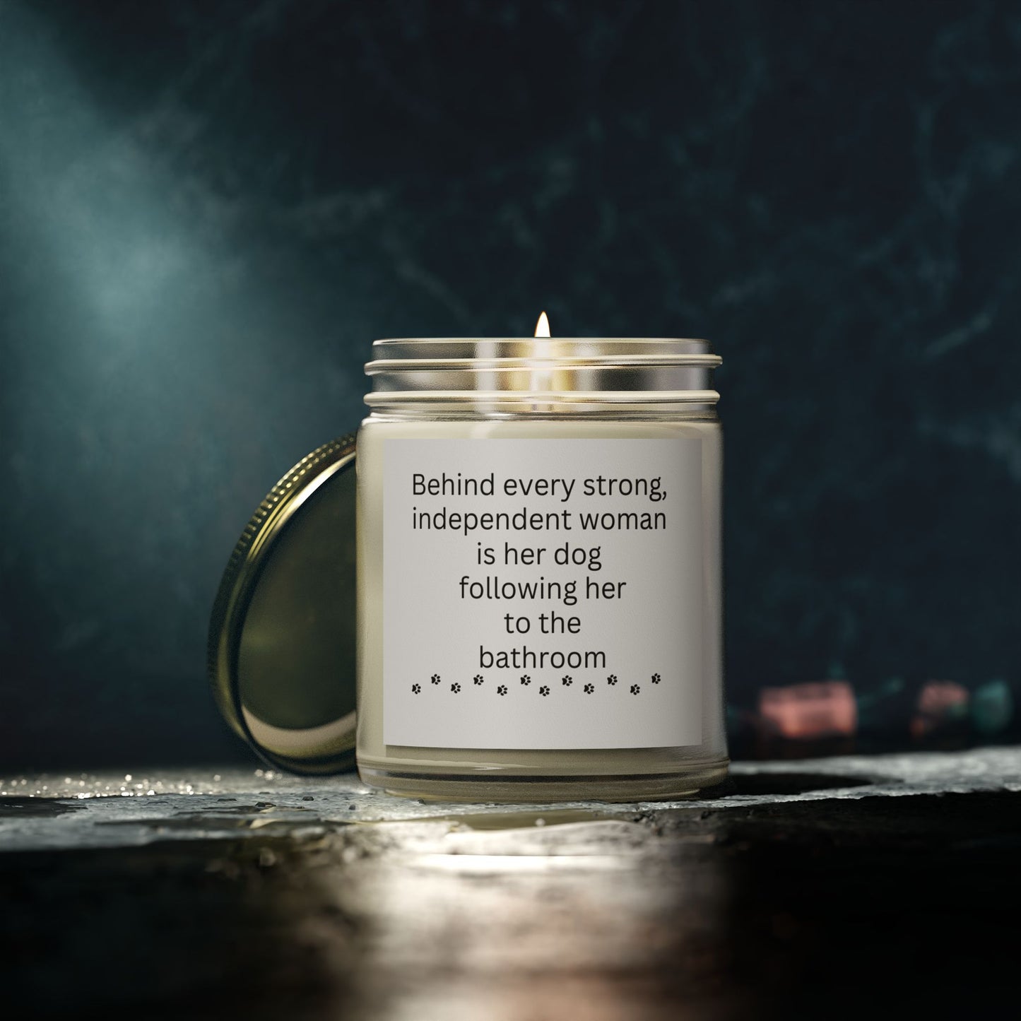 Scented Candle - "Behind Every Strong Woman is Her Dog" - Coconut Apricot Wax