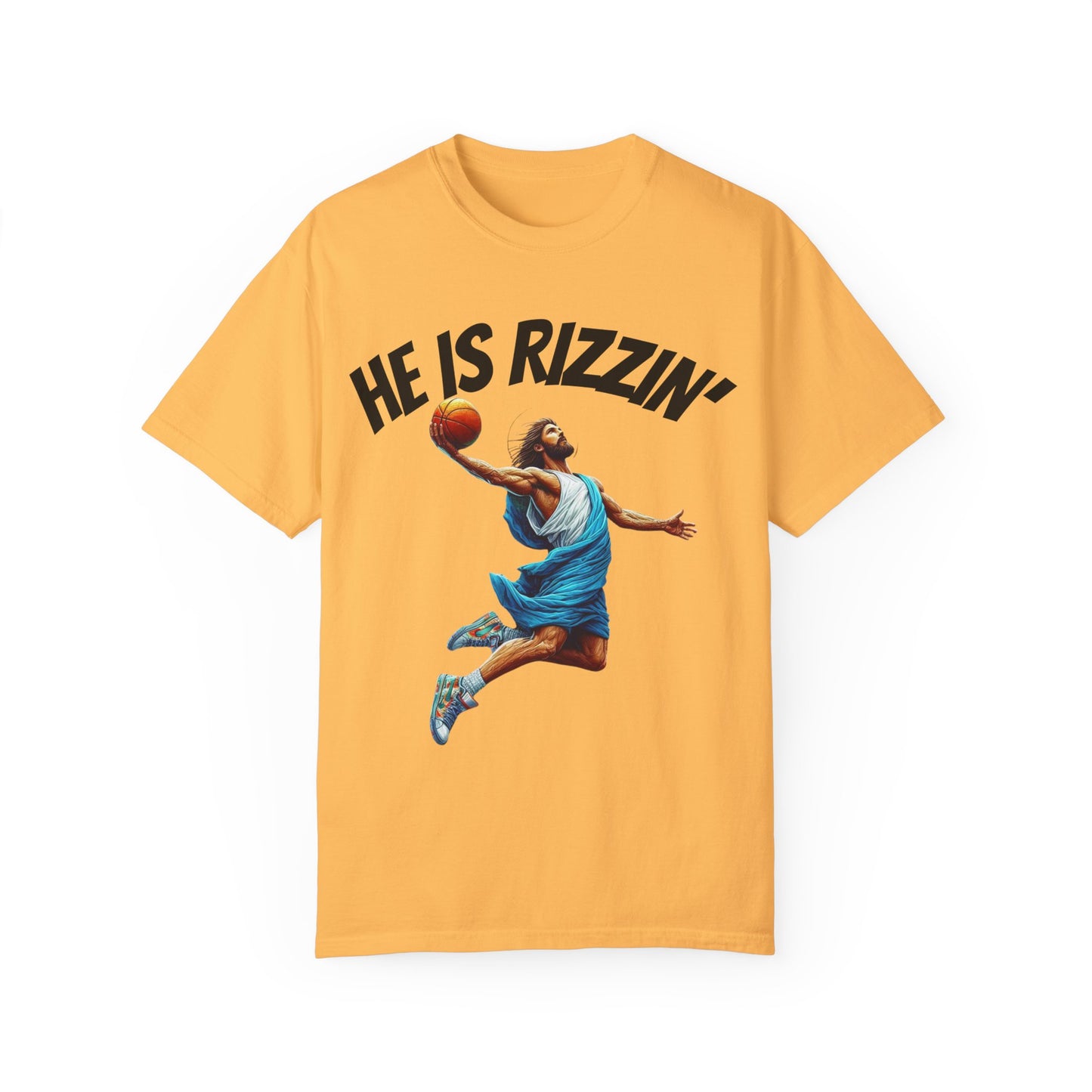 He Is Rizzin' Unisex Garment-Dyed T-Shirt | Trendy Basketball Tee for Sports Lovers