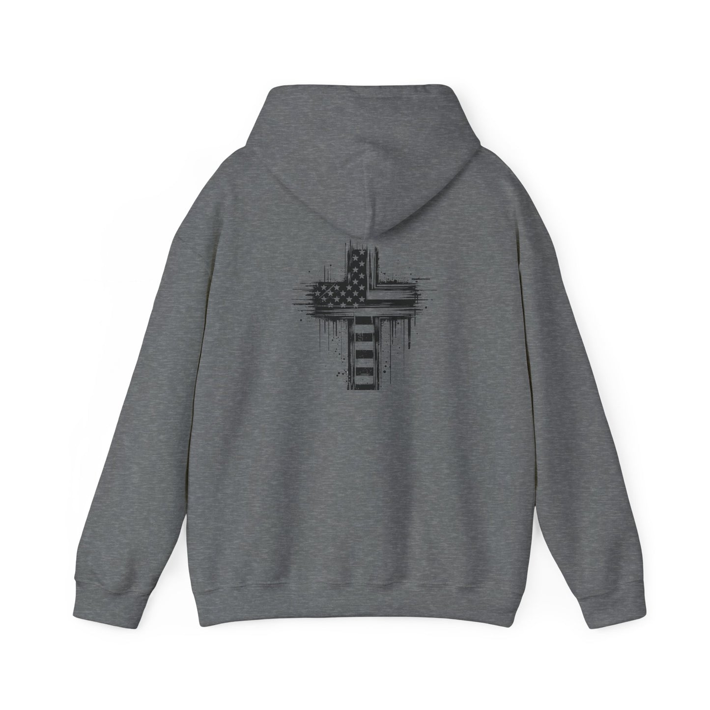 Faith-Inspired Unisex Hooded Sweatshirt with American Flag Design