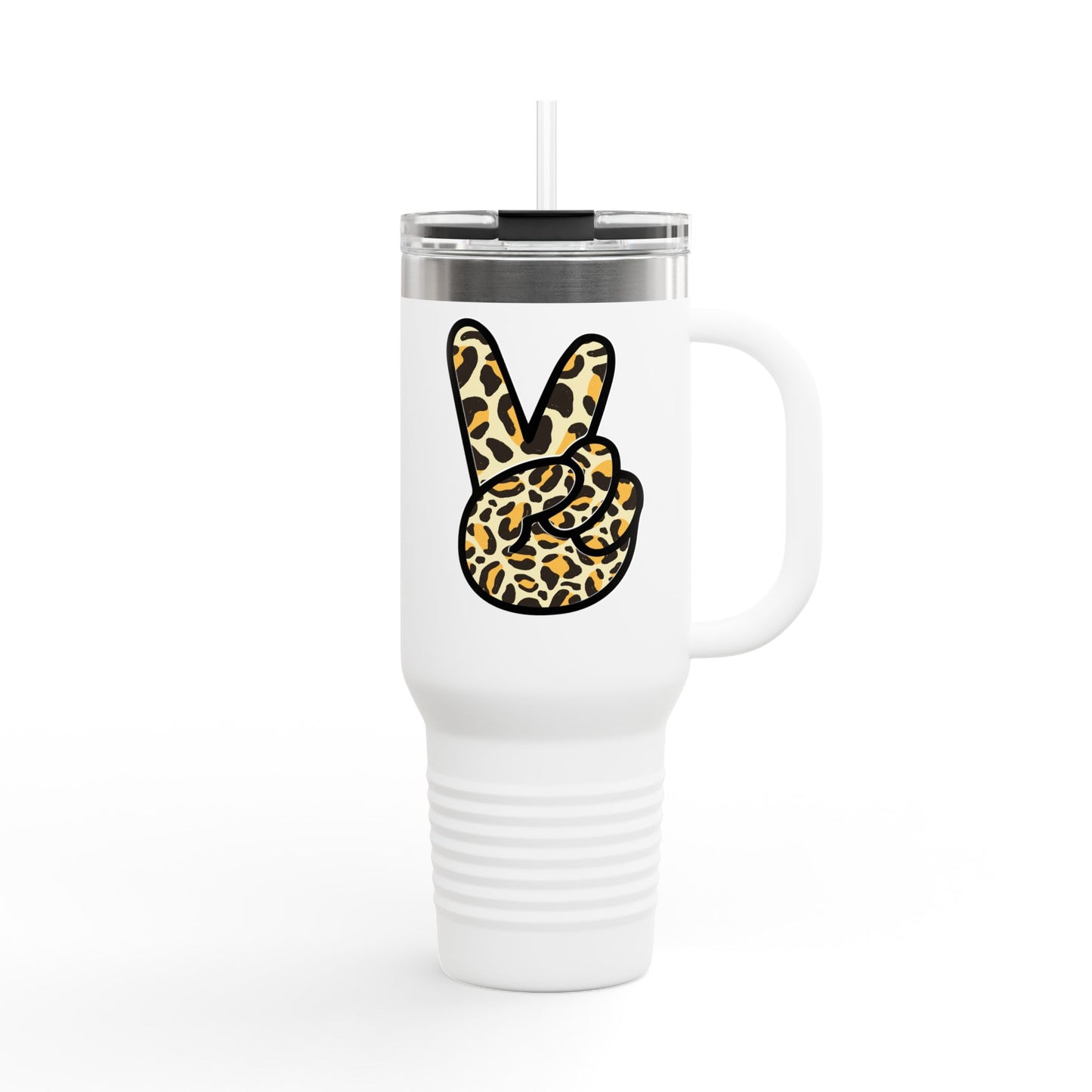 Leopard Print Peace Insulated Travel Mug - 40oz Peaceful Design