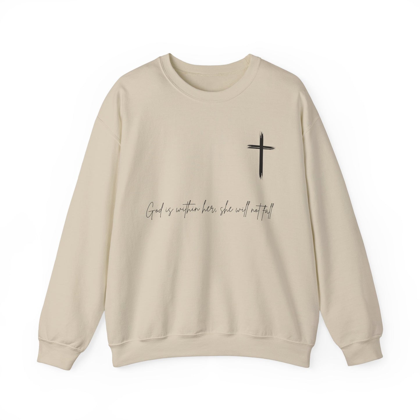 Inspirational Christian Crewneck Sweatshirt - 'God is Within Her'