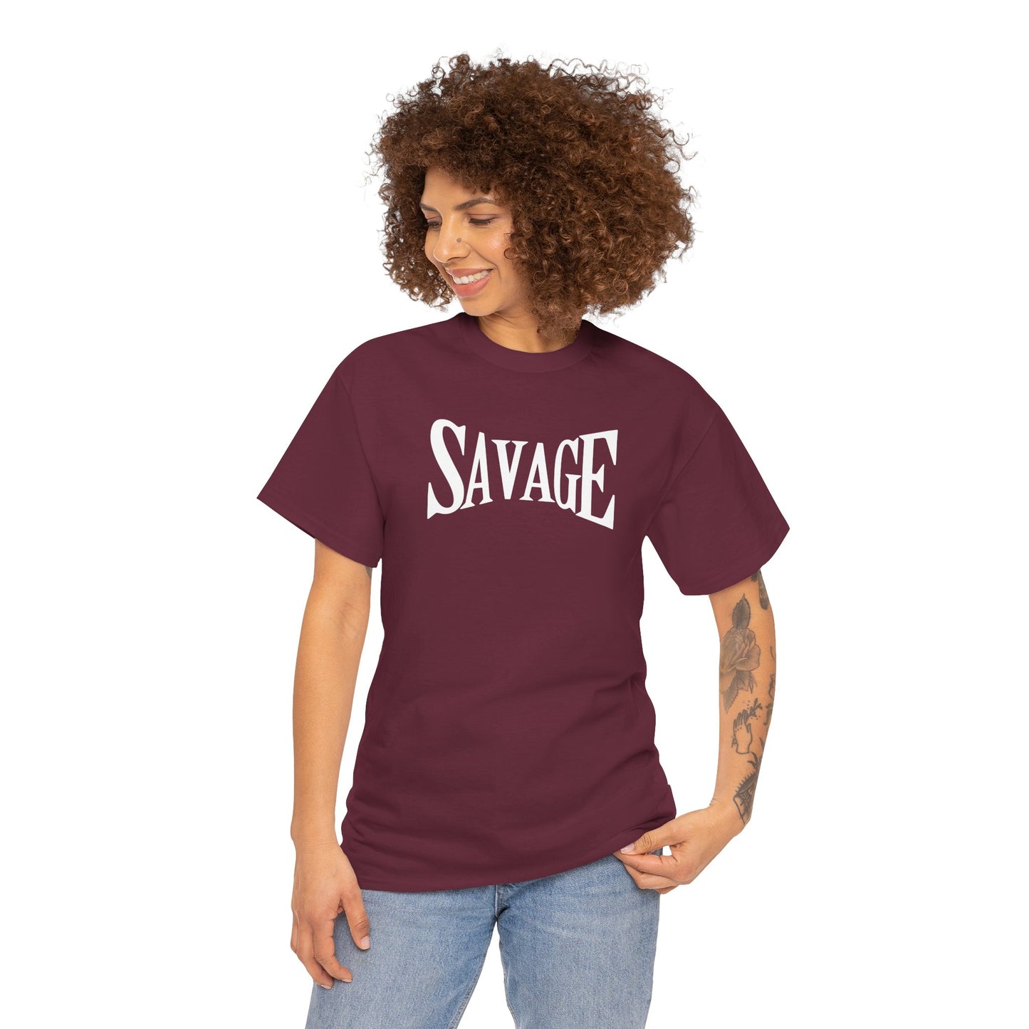 Savage Unisex Heavy Cotton Tee - Bold Graphic Tee for Statement Style