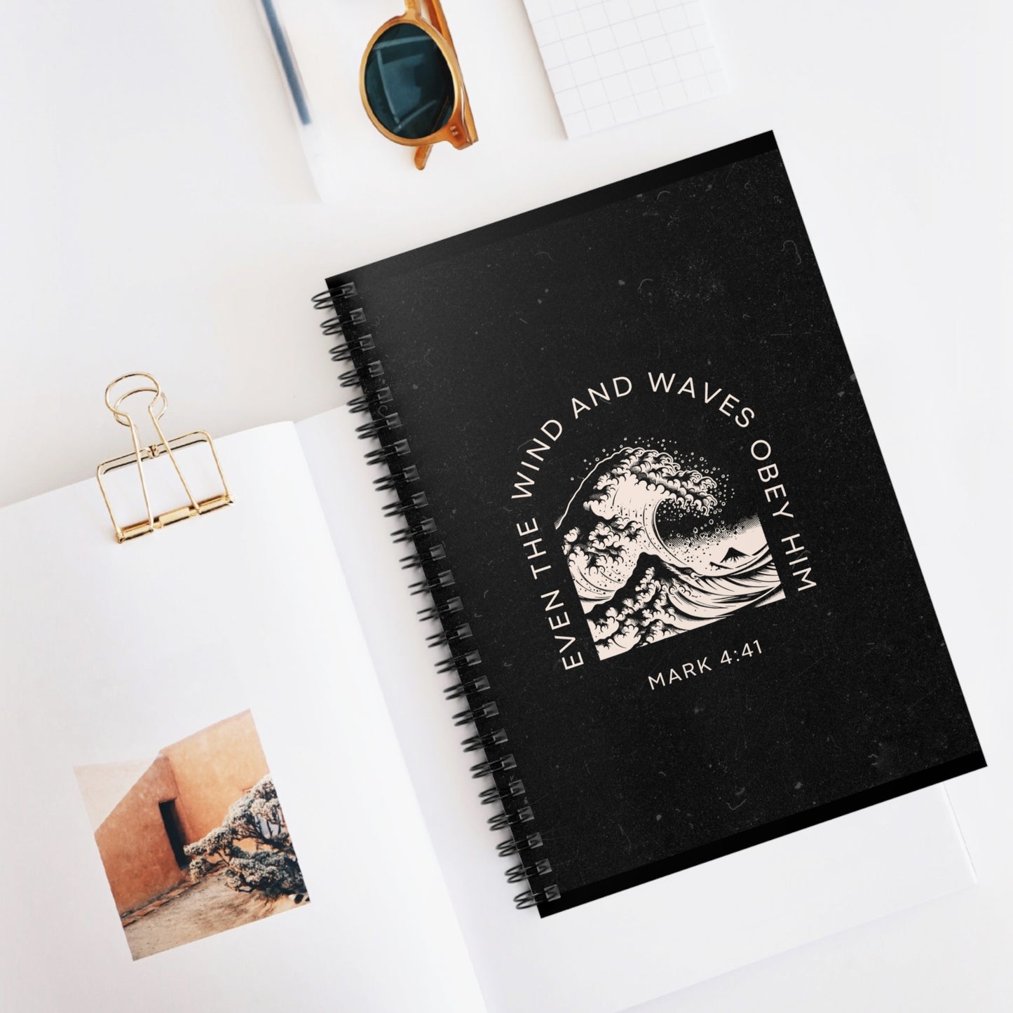 Inspirational Spiral Notebook - "Even the Wind and Waves Obey Him"