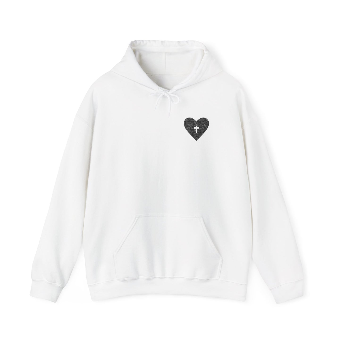 Faith-Inspired Unisex Hooded Sweatshirt with Heart & Prayer Design