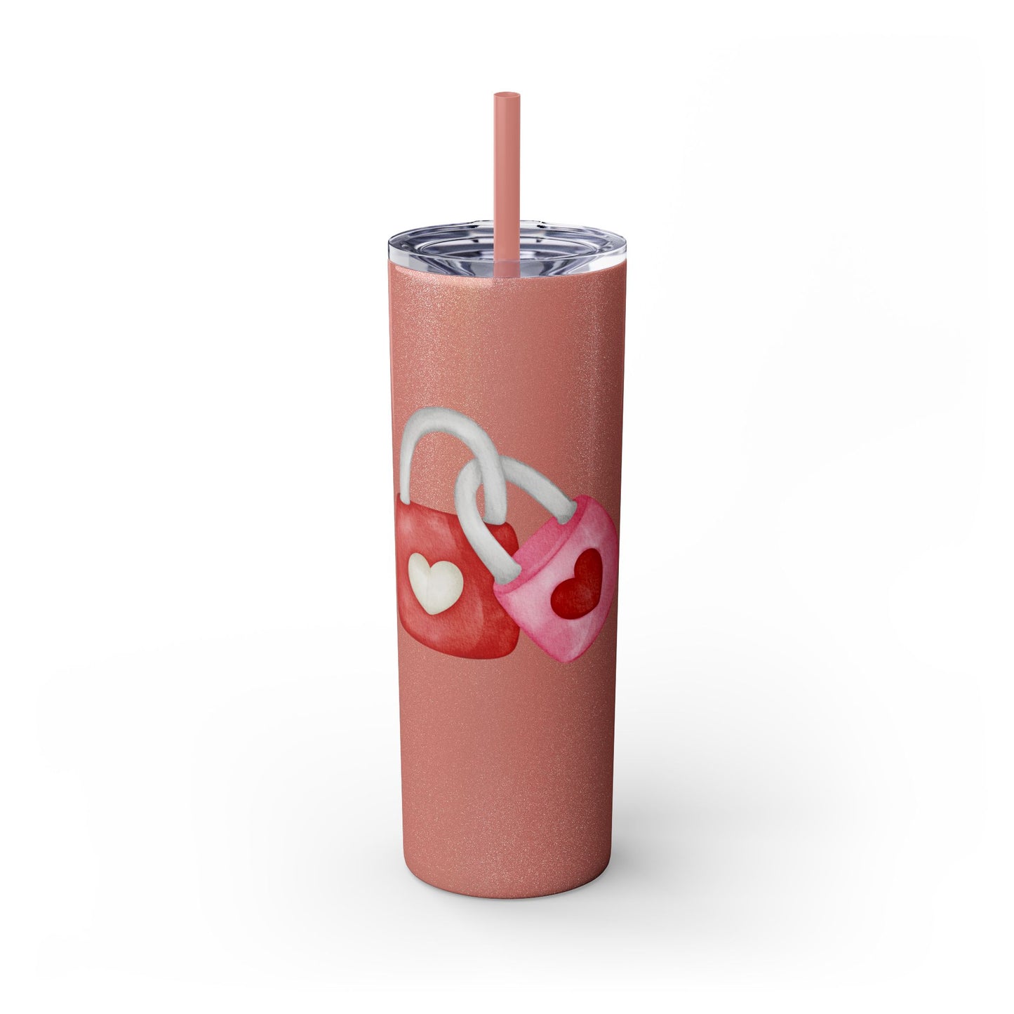 Valentine's Day Love Lock Skinny Tumbler with Straw - 20oz