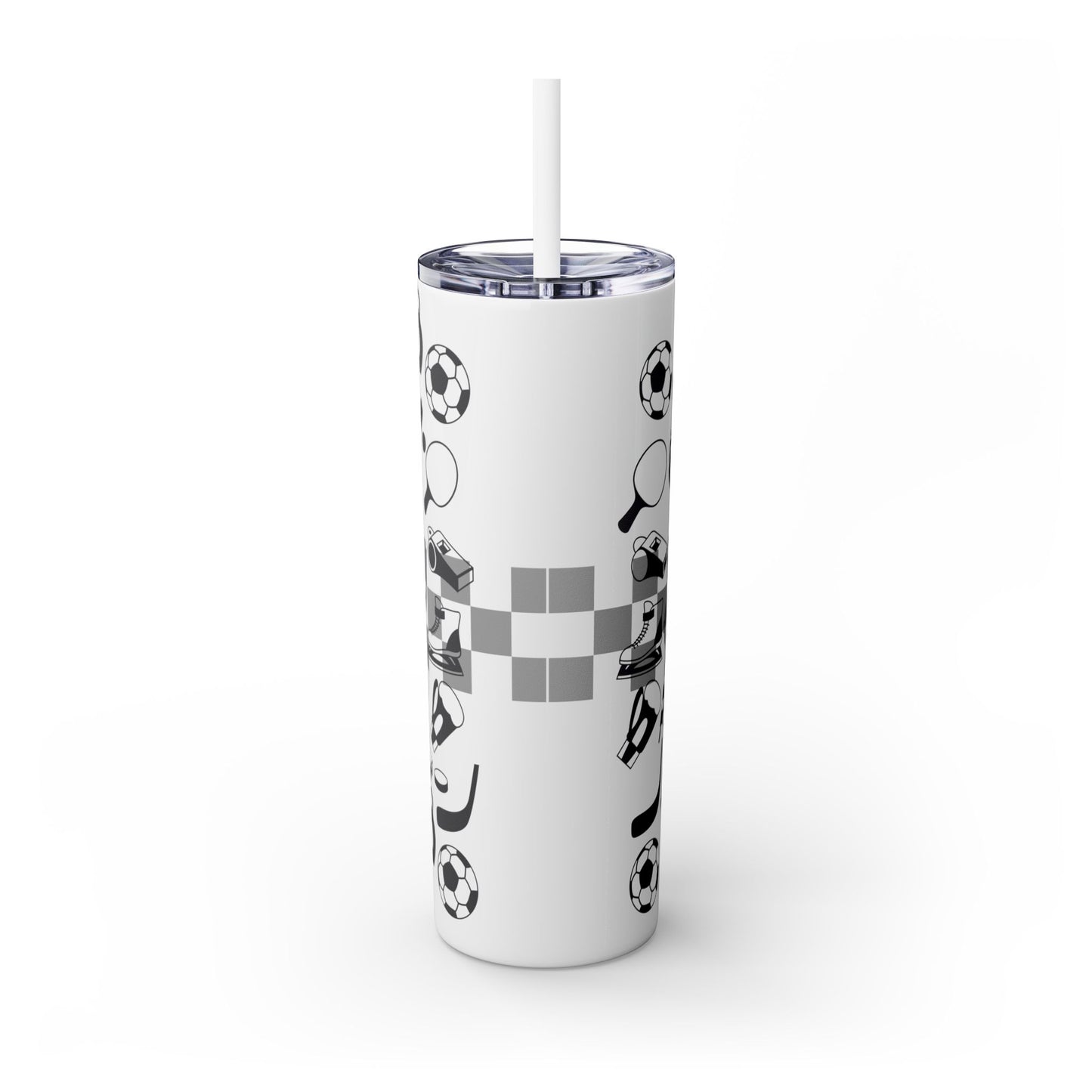 Sports-Themed Skinny Tumbler with Straw - 20oz - Perfect for Athletes and Active Lifestyles