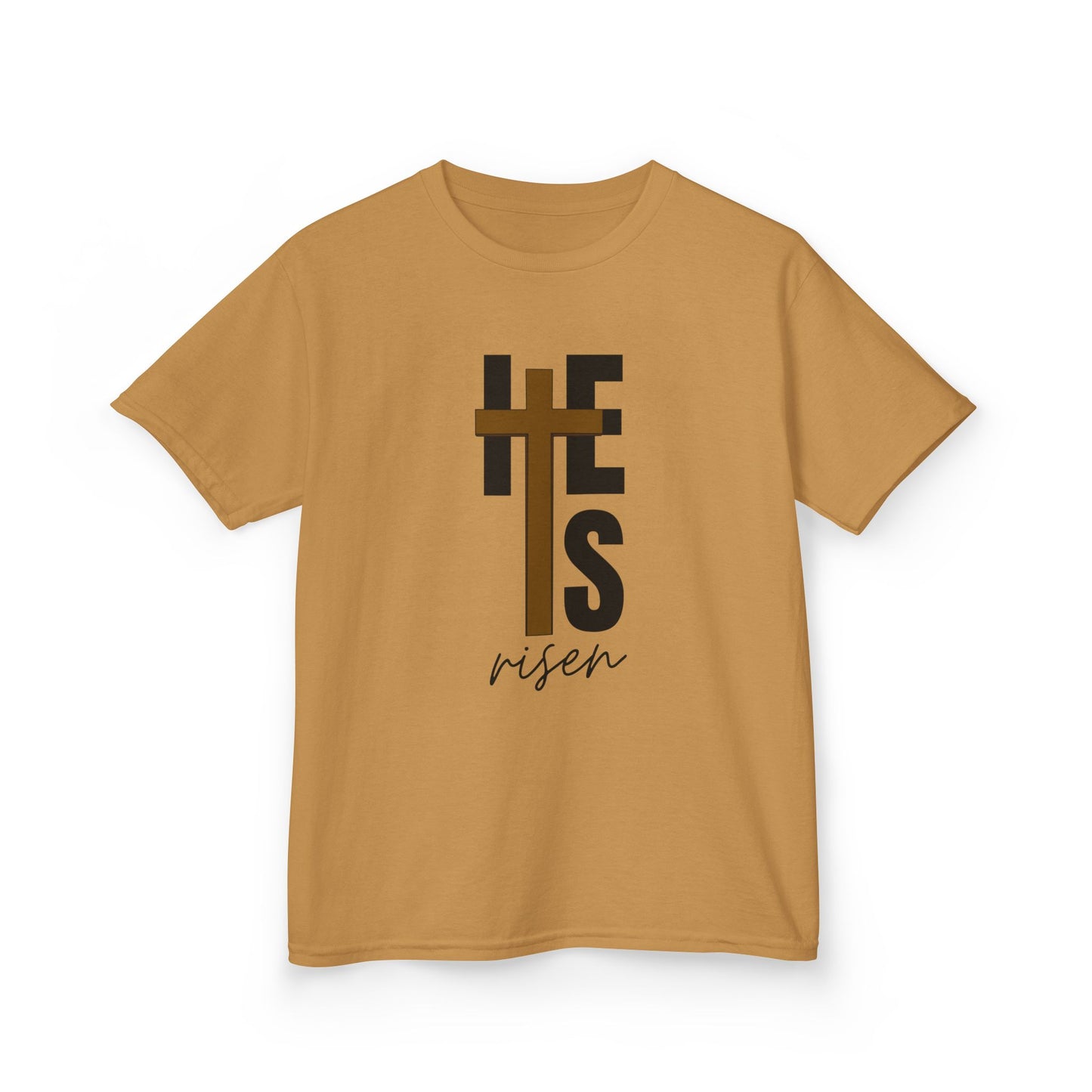Kids Heavy Cotton™ Tee - "He is Risen" T-shirt for Boys and Girls