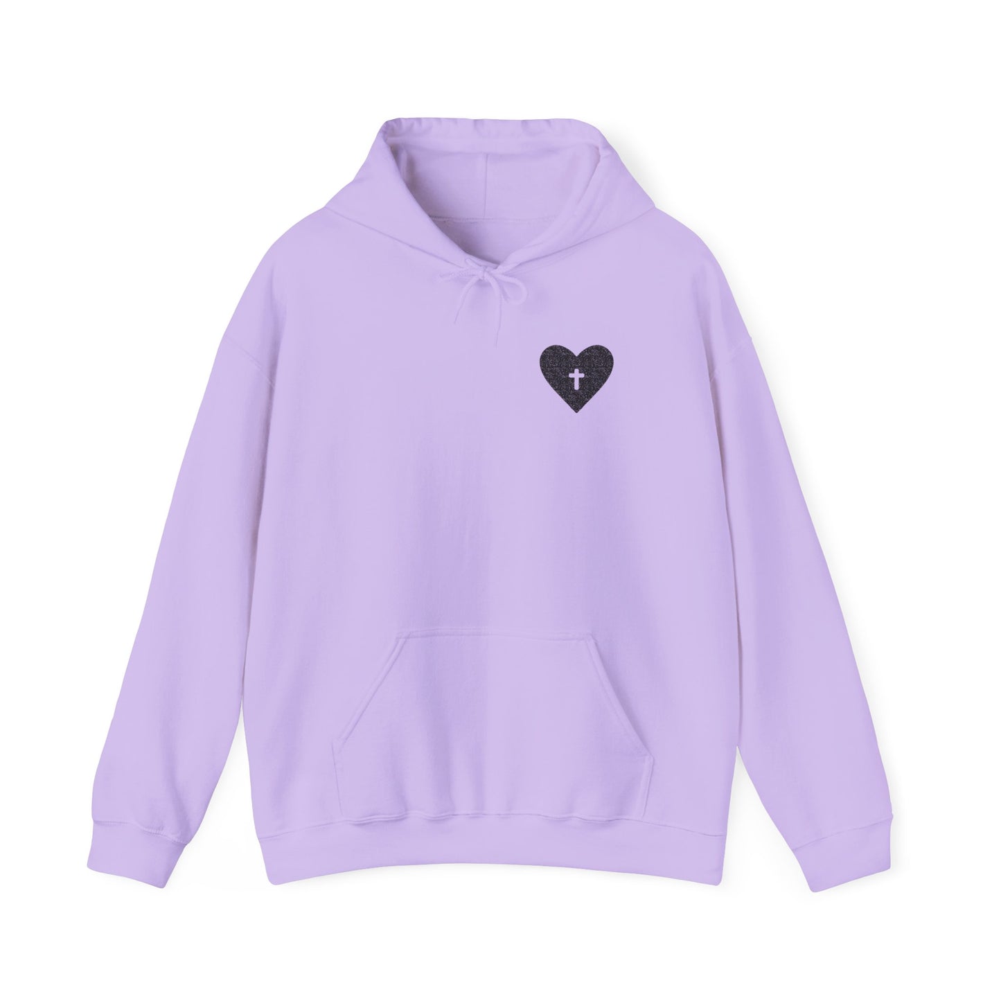 Faith-Inspired Unisex Hooded Sweatshirt with Heart & Prayer Design