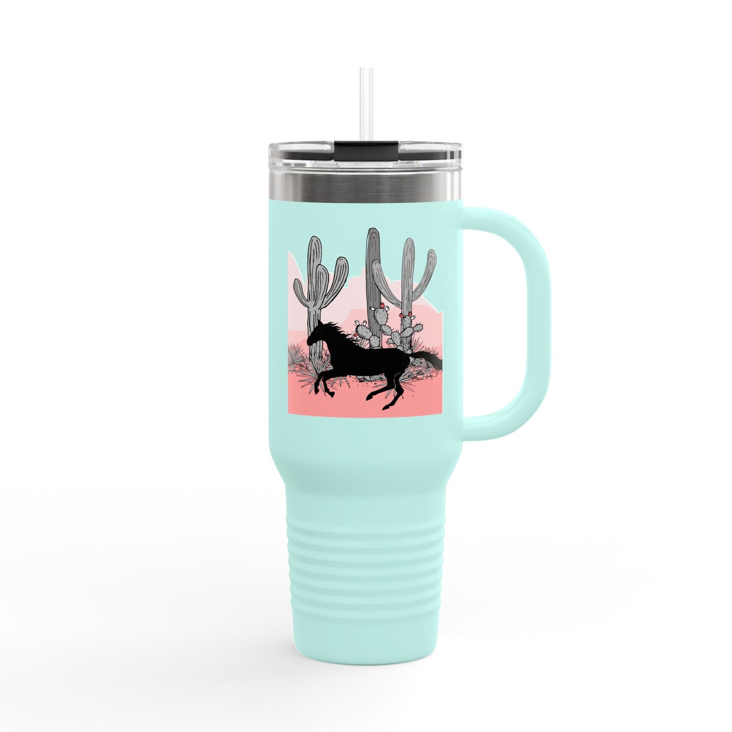 Horse Cactus Adventure Insulated Travel Mug - 40oz, Perfect for Outdoor Enthusiasts