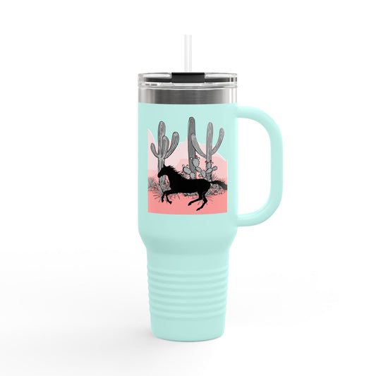 Horse Cactus Adventure Insulated Travel Mug - 40oz, Perfect for Outdoor Enthusiasts