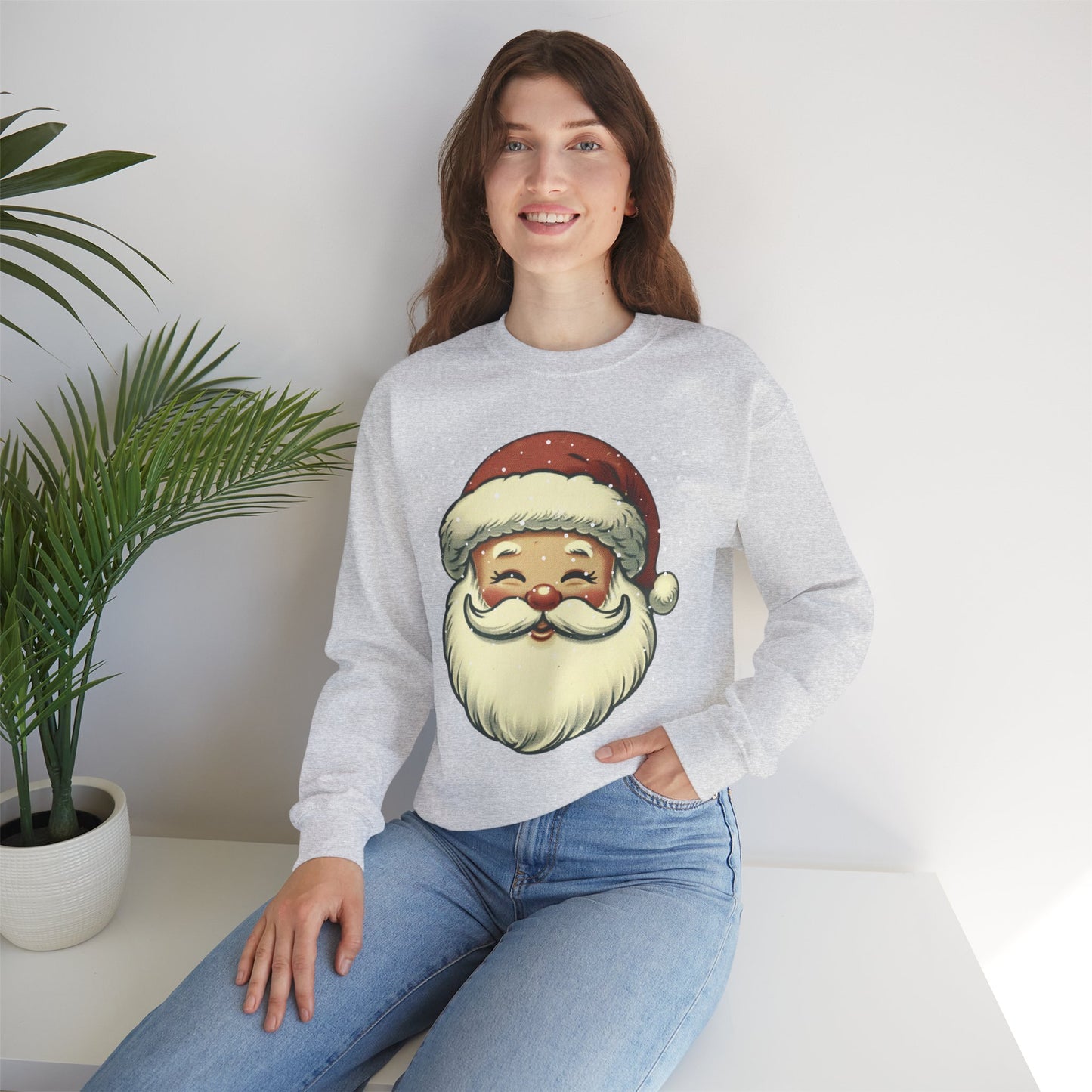 Vintage Santa Face Unisex Heavy Blend™ Crewneck Sweatshirt