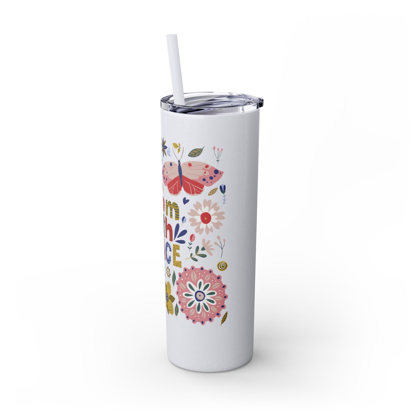 Bloom with Grace 20oz Skinny Tumbler with Straw - Stylish Floral Drinkware