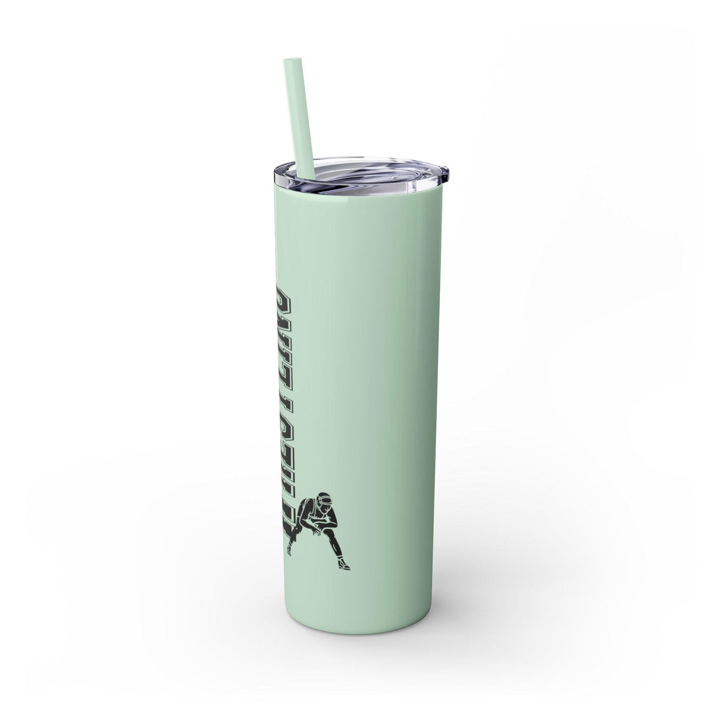 Wrestling Skinny Tumbler with Straw - 20oz Water Bottle for Sports Fans