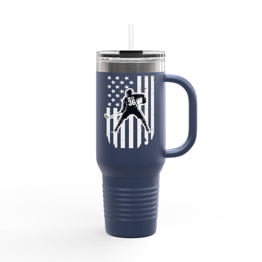 ***CUSTOM*** Patriotic Insulated Travel Mug - 40oz with Vintage Design for Sports Enthusiasts