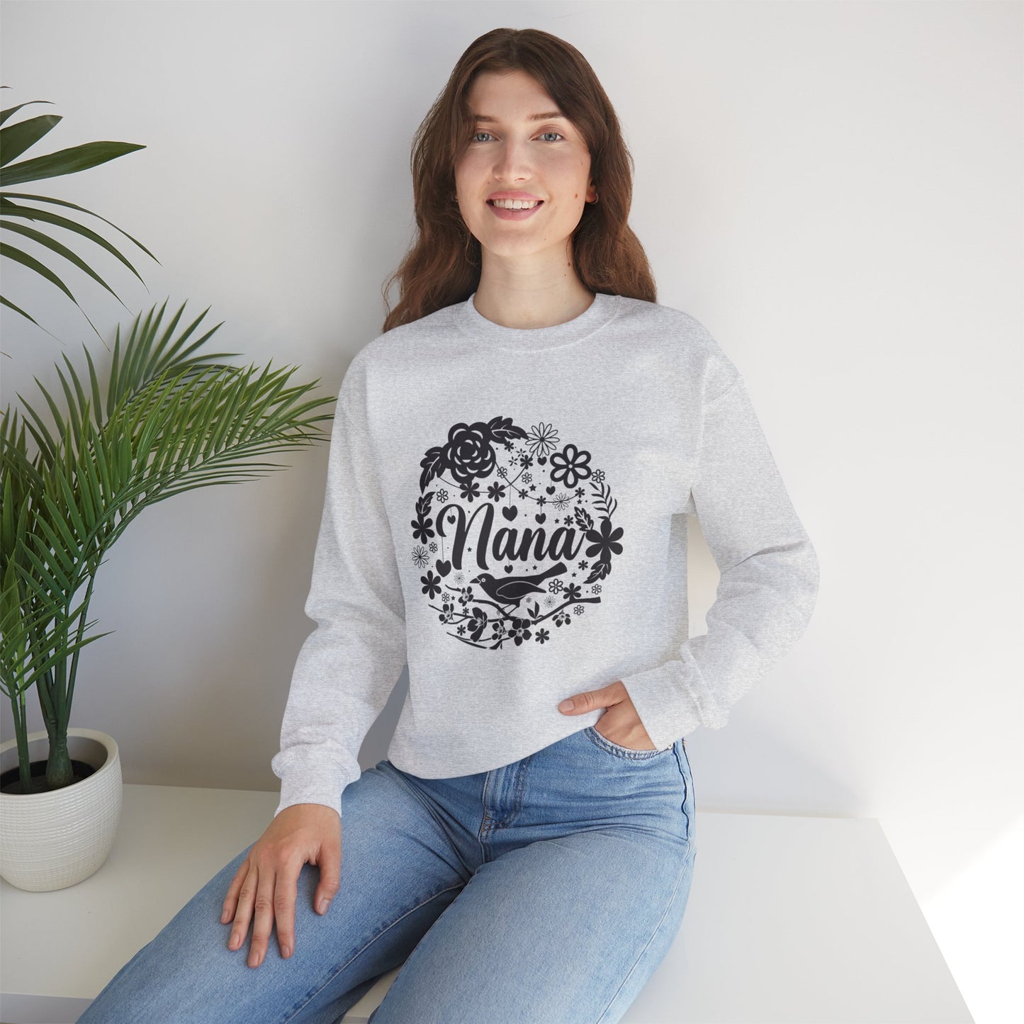 Floral Nana Crewneck Sweatshirt - Cozy Gift for Grandmothers