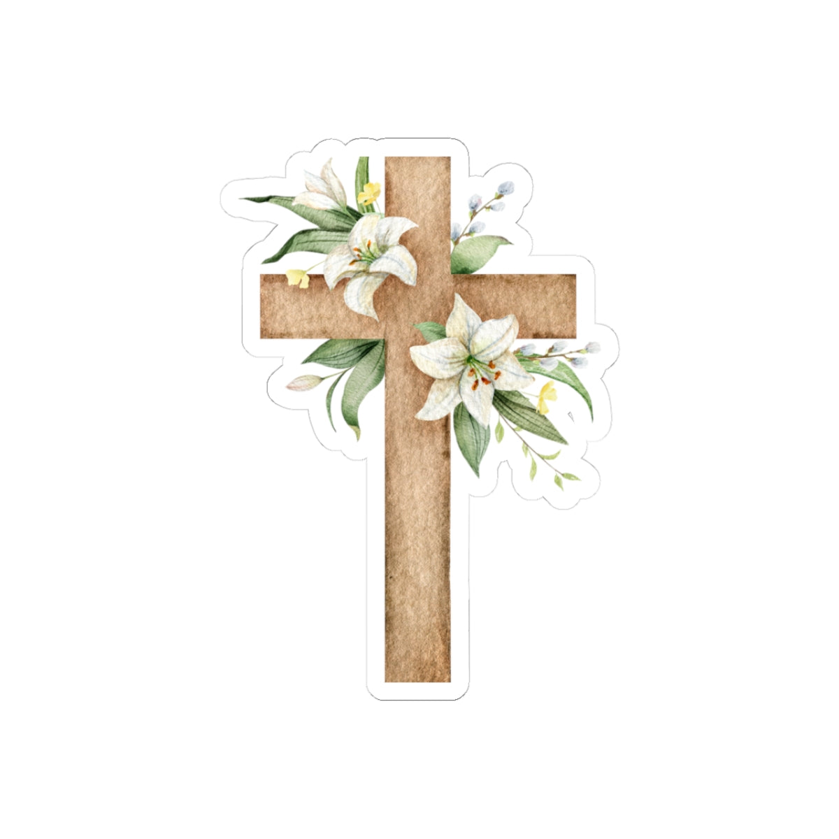 Floral Cross Kiss-Cut Stickers - Inspirational Decor for Faith and Spirituality