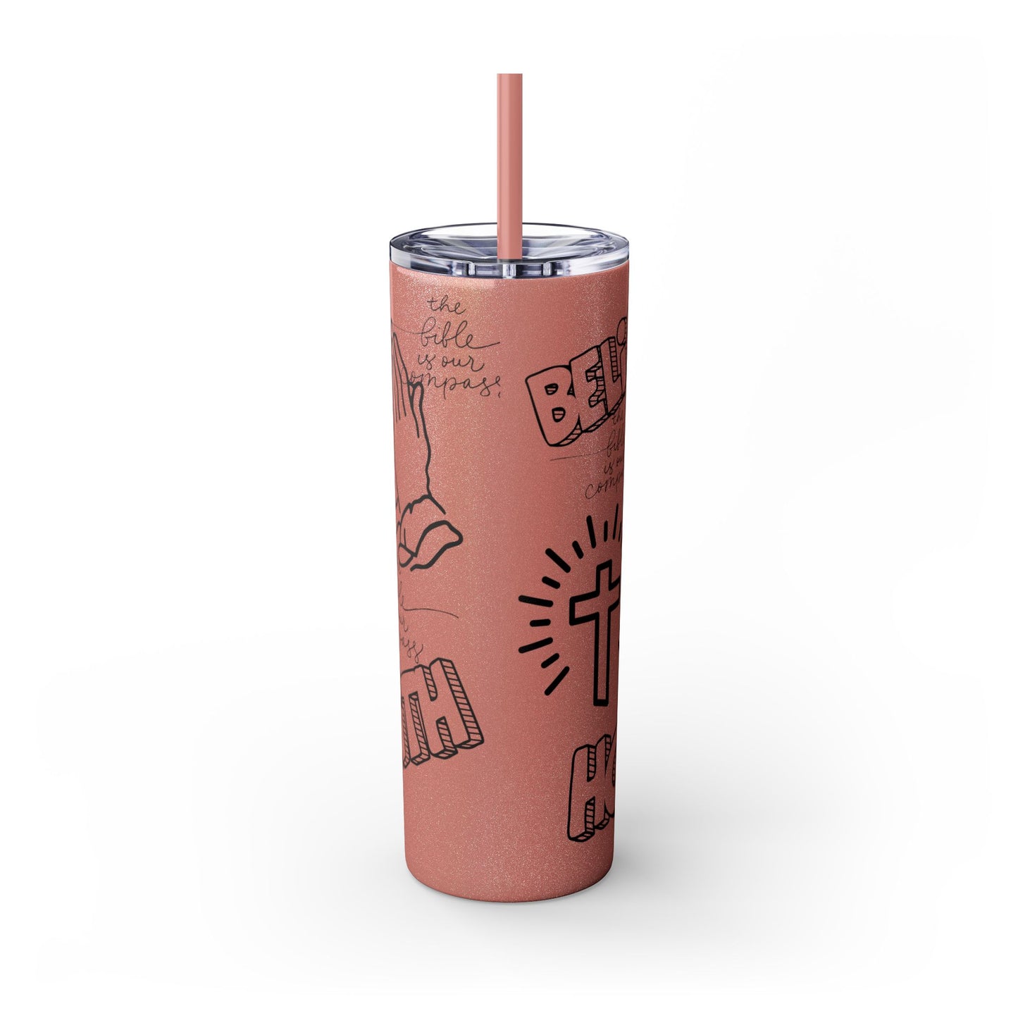 Saved By Grace Skinny Tumbler with Straw - 20oz Inspirational Drinkware