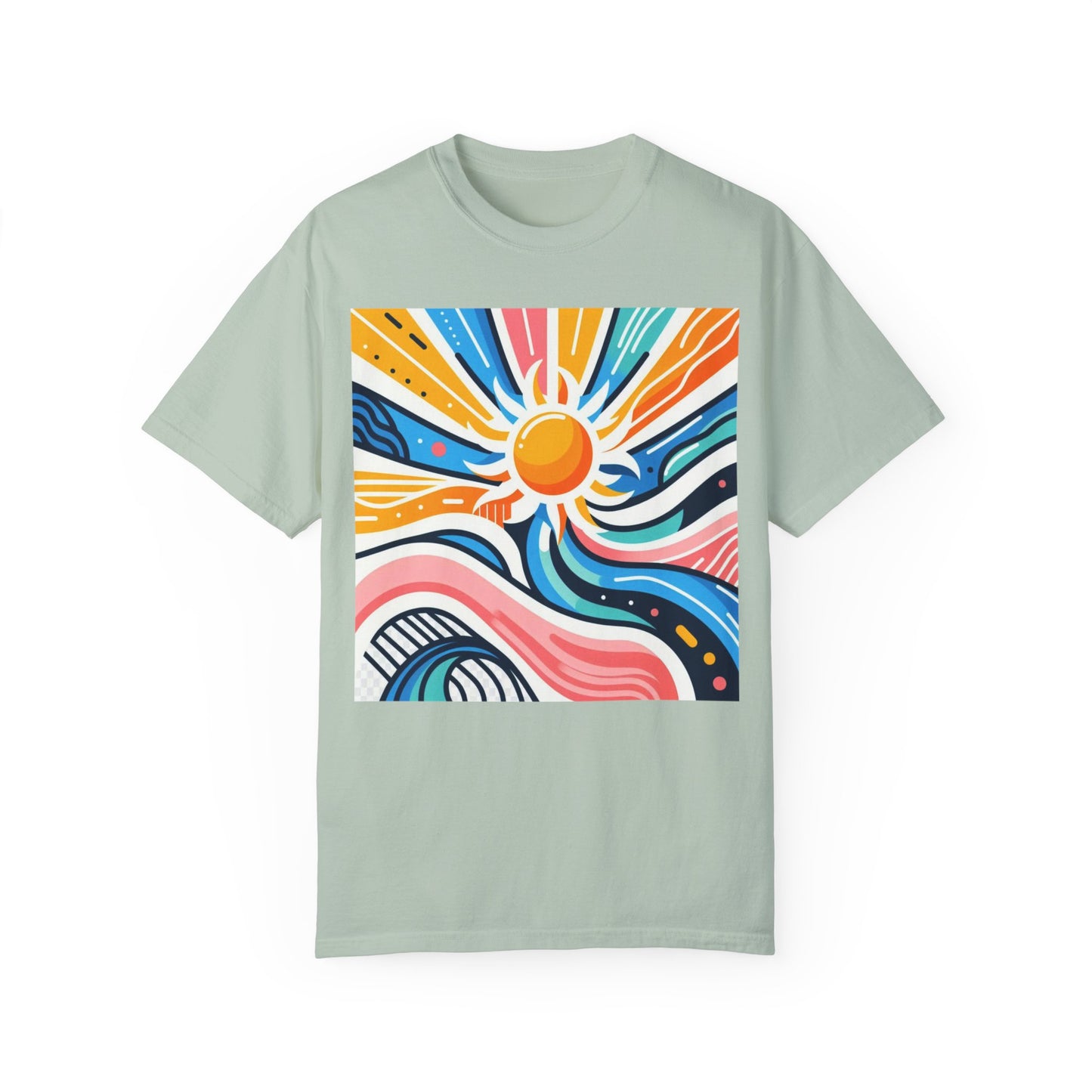 Sunrise Vibes Unisex Garment-Dyed T-Shirt - Colorful Abstract Design