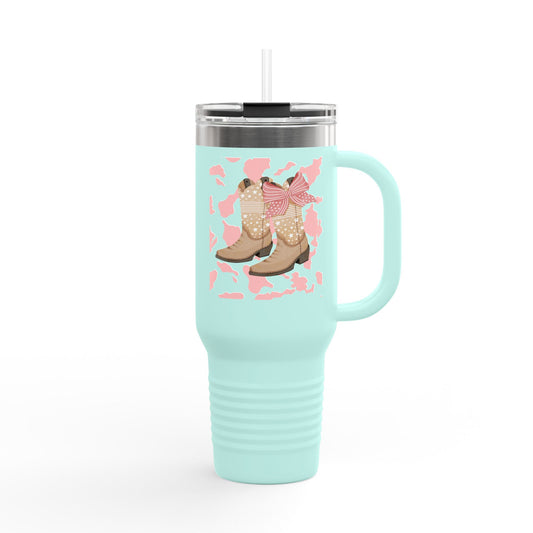 Stylish Insulated Travel Mug - 40oz Country Boots Design for Coffee Lovers and Adventurers