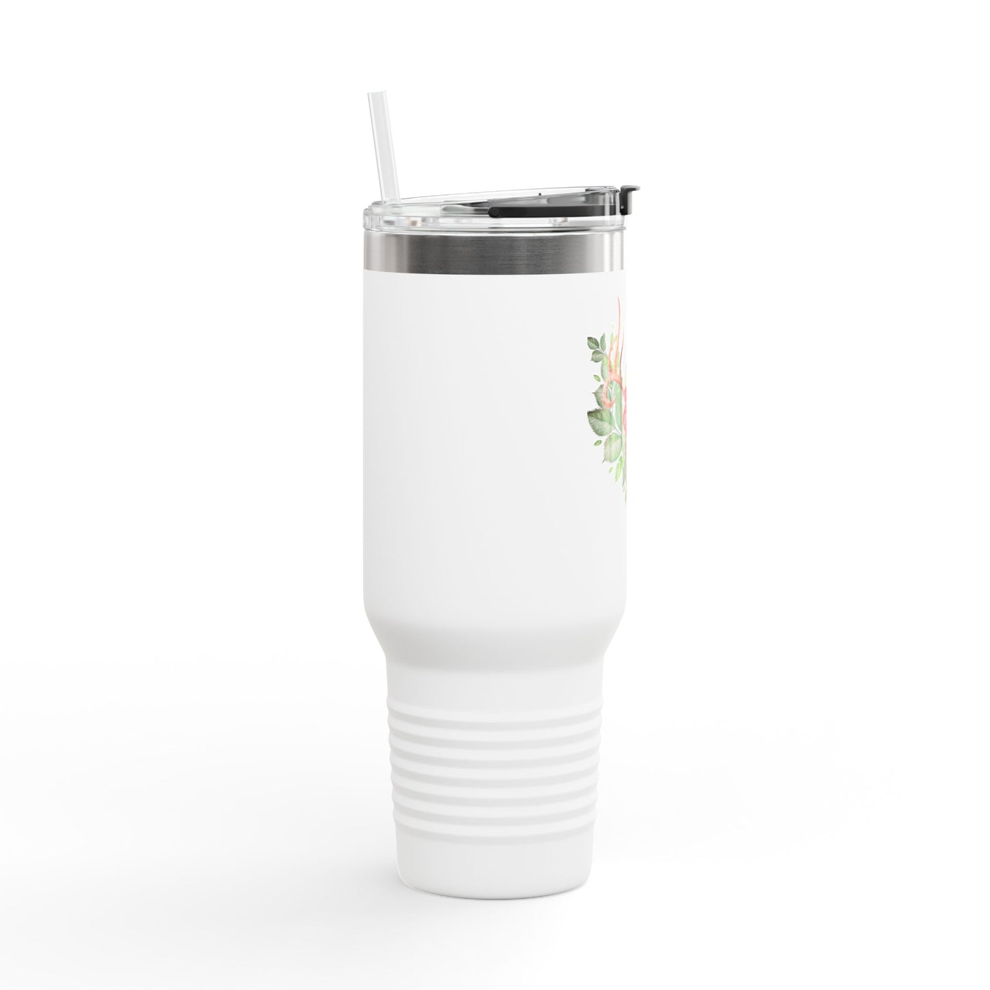 Floral & Antler Insulated Travel Mug - 40oz Eco-Friendly Drinkware for Outdoors, Camping, and Everyday Use