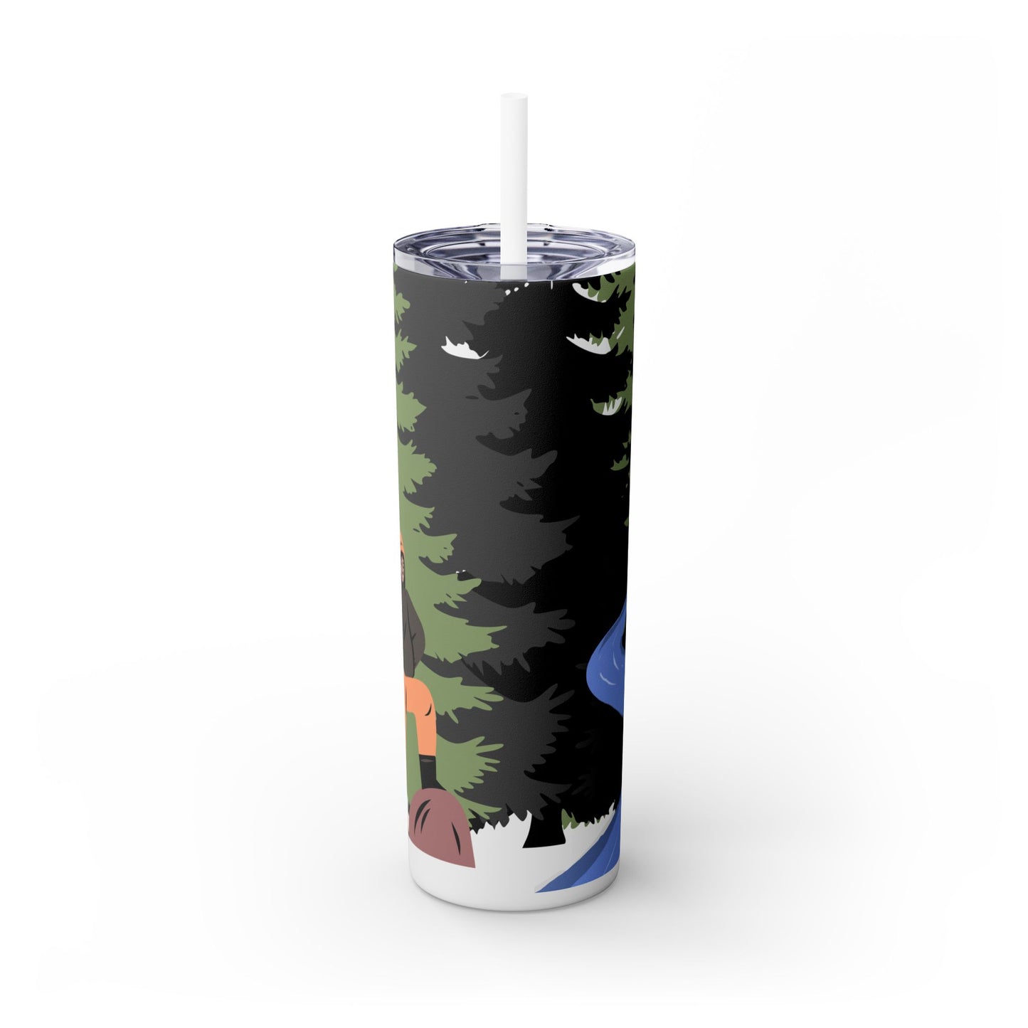 Outdoor Couple Adventure Skinny Tumbler with Straw - 20oz Camping Design