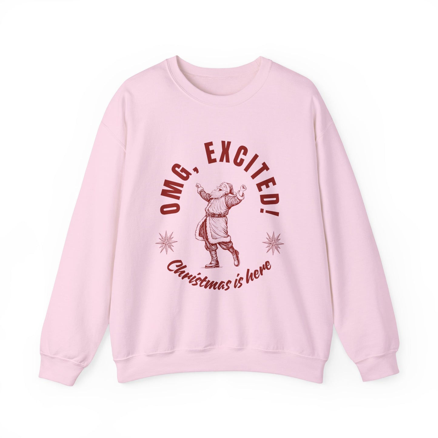 Festive Unisex Crewneck Sweatshirt - "OMG, Excited! Christmas is Here"