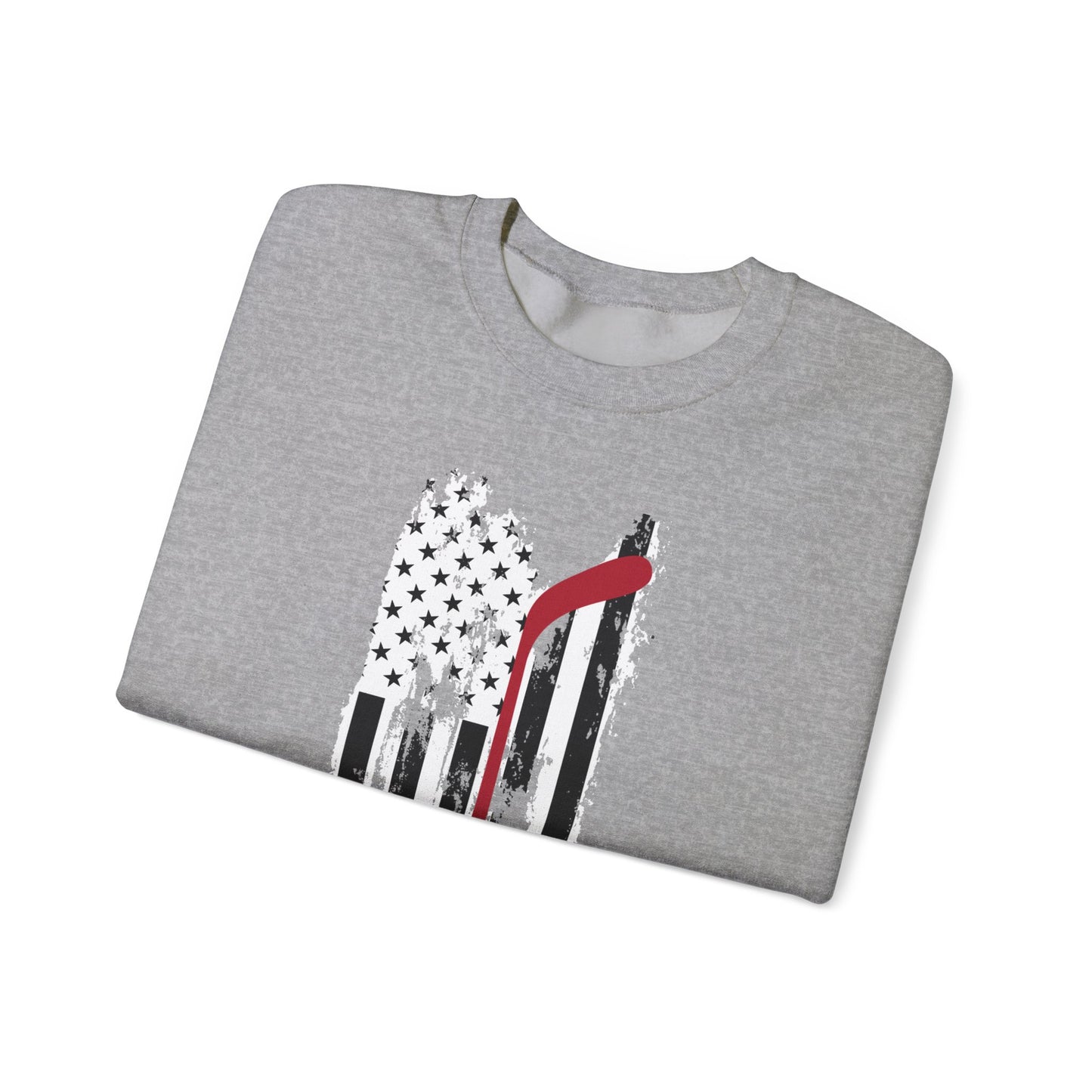 American Flag w/Hockey Stick - Unisex Heavy Blend™ Crewneck Sweatshirt