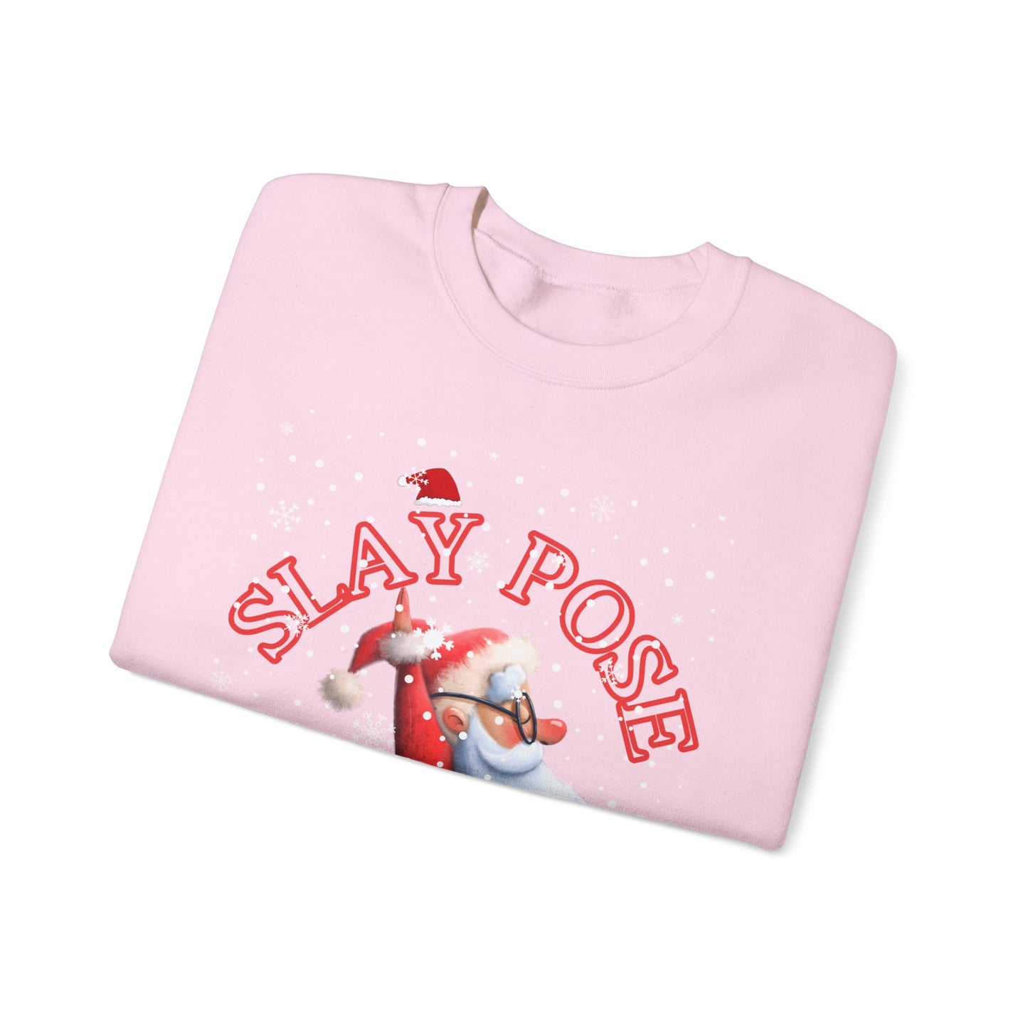 Funny Slay Yoga Santa Sweatshirt - "Slay Pose" Unisex Heavy Blend™ Crewneck for Christmas Celebrations