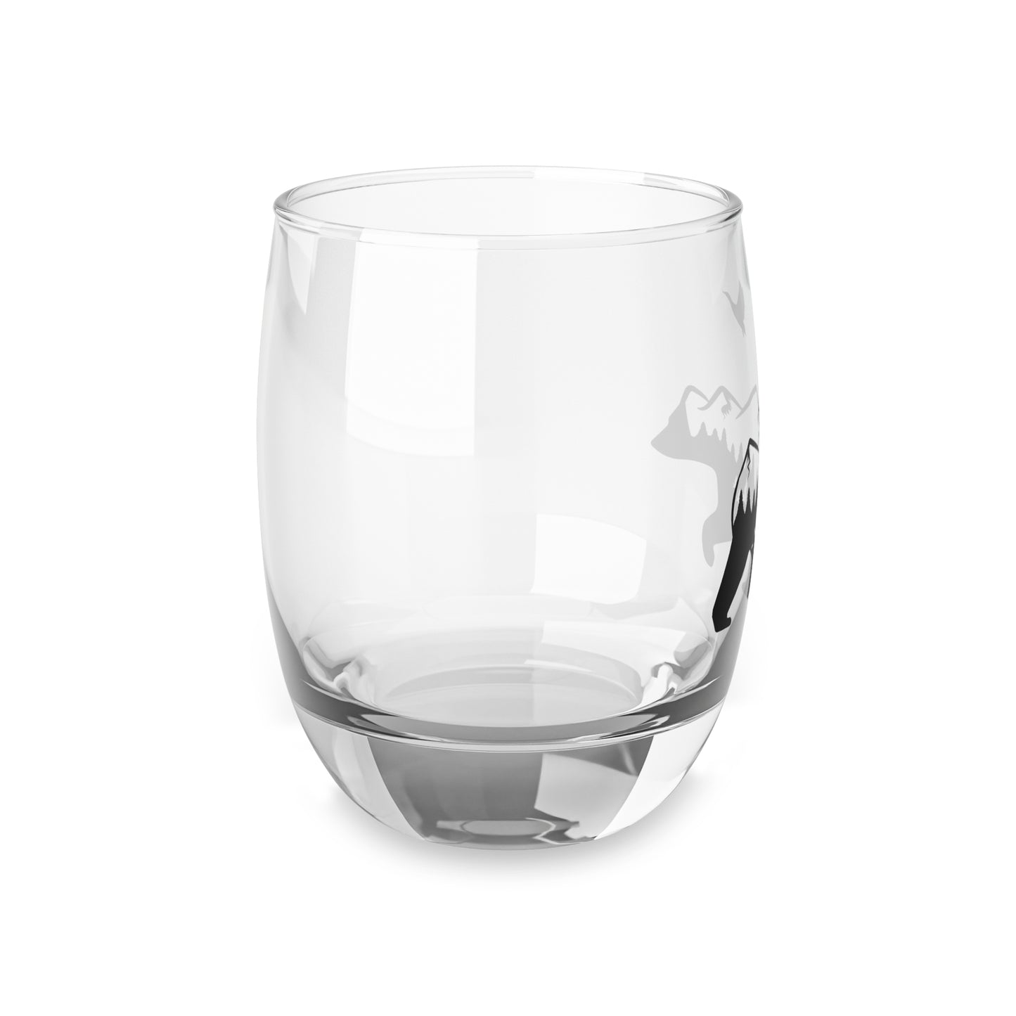 Nature-Inspired Whiskey Glass with Bear and Mountain Design