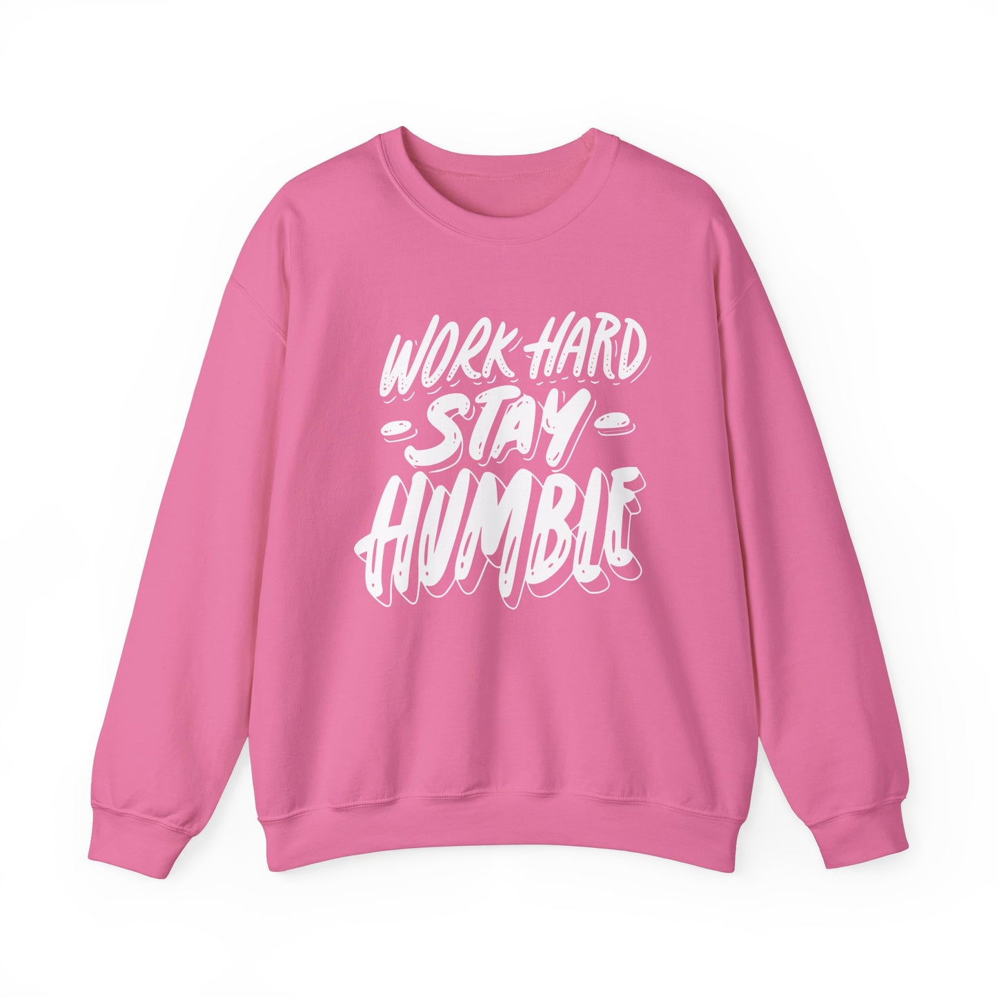 Unisex Heavy Blend™ Crewneck Sweatshirt "Work Hard Stay Humble" white ink