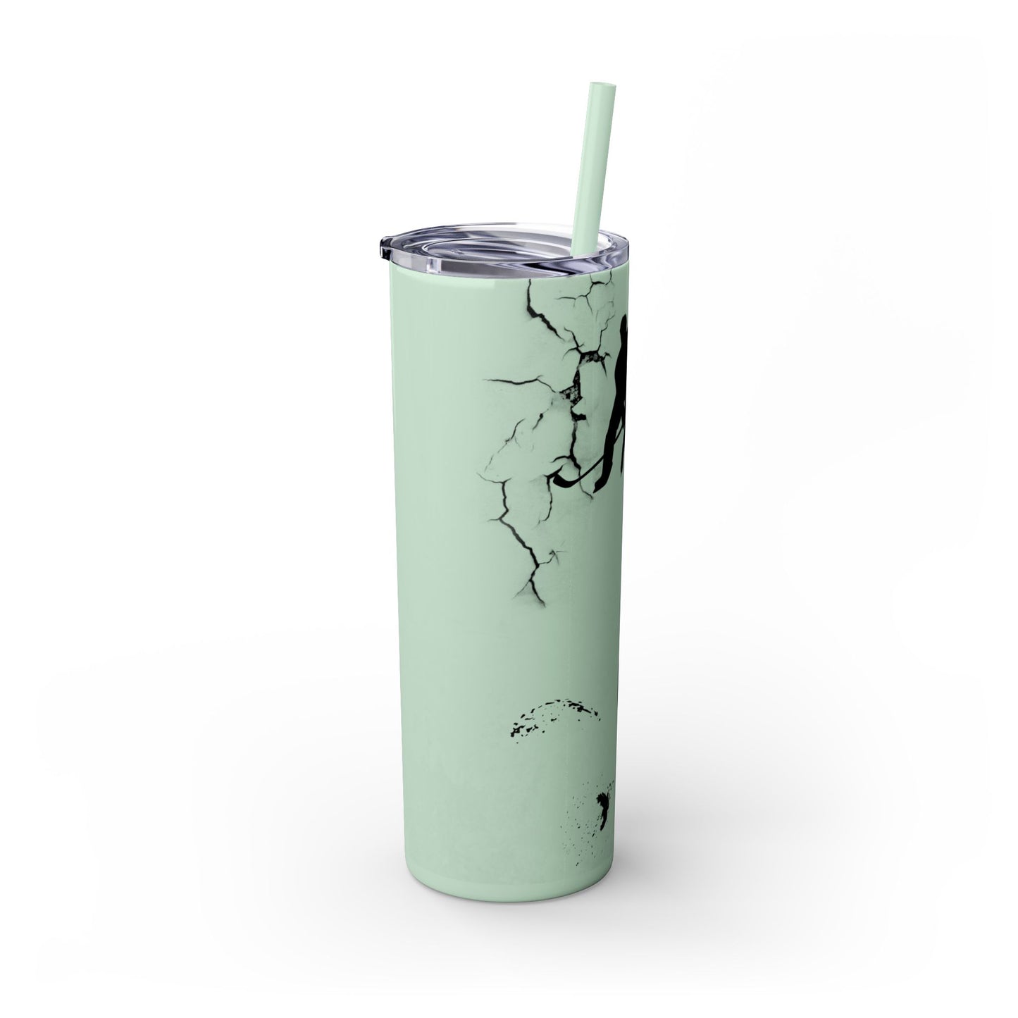 Crackled Hockey Action Skinny Tumbler with Straw - 20oz