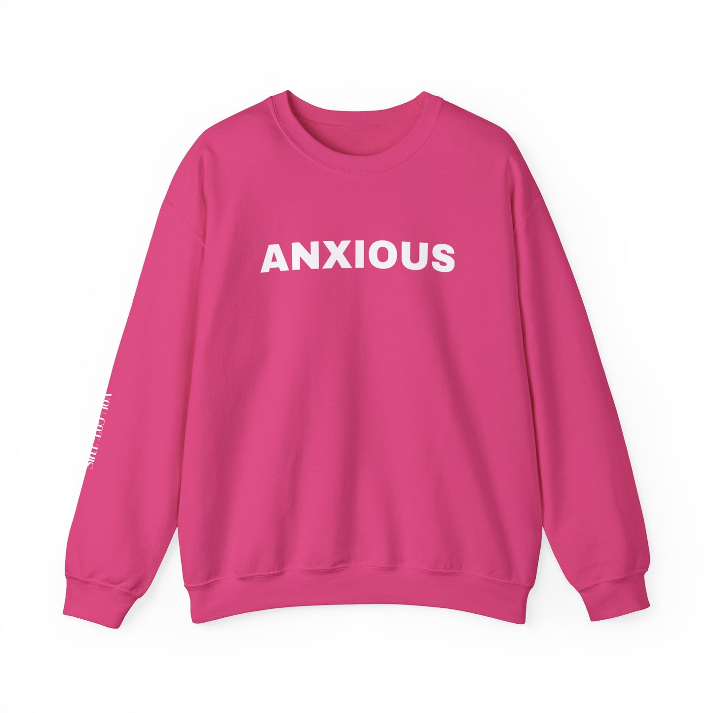 Unisex Heavy Blend™ Crewneck Sweatshirt - 'ANXIOUS' Statement Sweatshirt for Mental Health Awareness