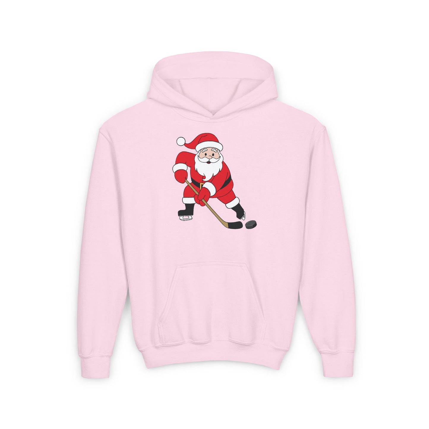 Santa Hockey Youth Hooded Sweatshirt - Perfect for Christmas and Winter Fun