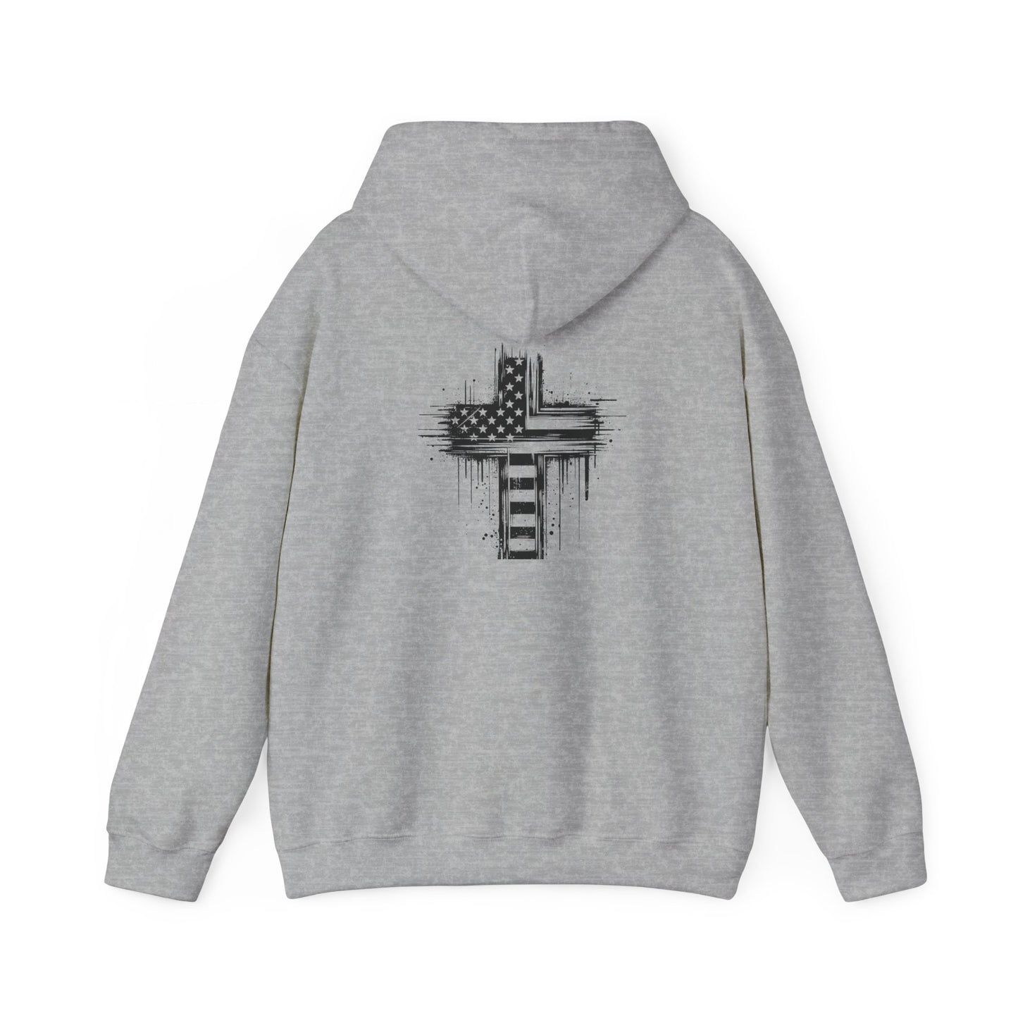 Faith-Inspired Unisex Hooded Sweatshirt with American Flag Design