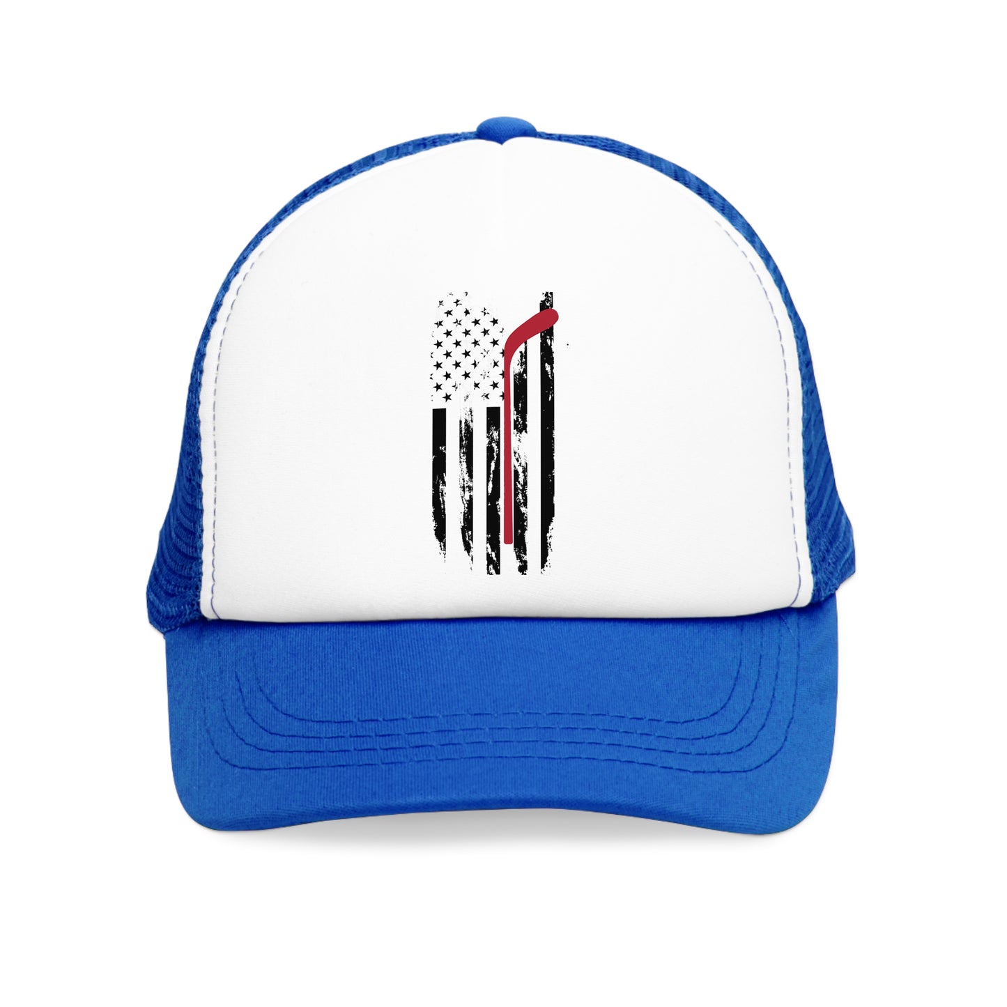 Patriotic Hockey Mesh Cap with Vintage American Flag Design