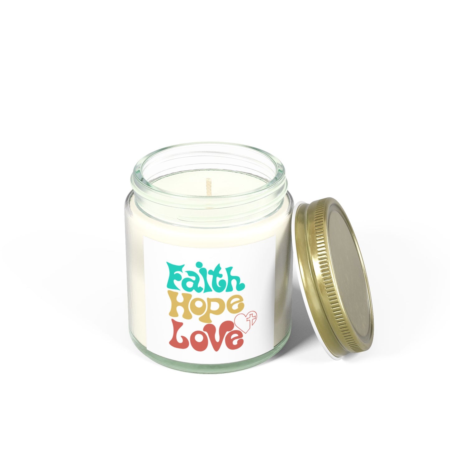 Faith Hope Love Scented Candle - Coconut Apricot Wax (4oz, 9oz)