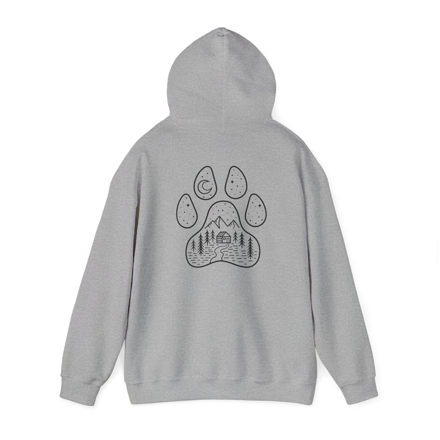 Cozy Campfire Vibes Hooded Sweatshirt with Paw Print Design