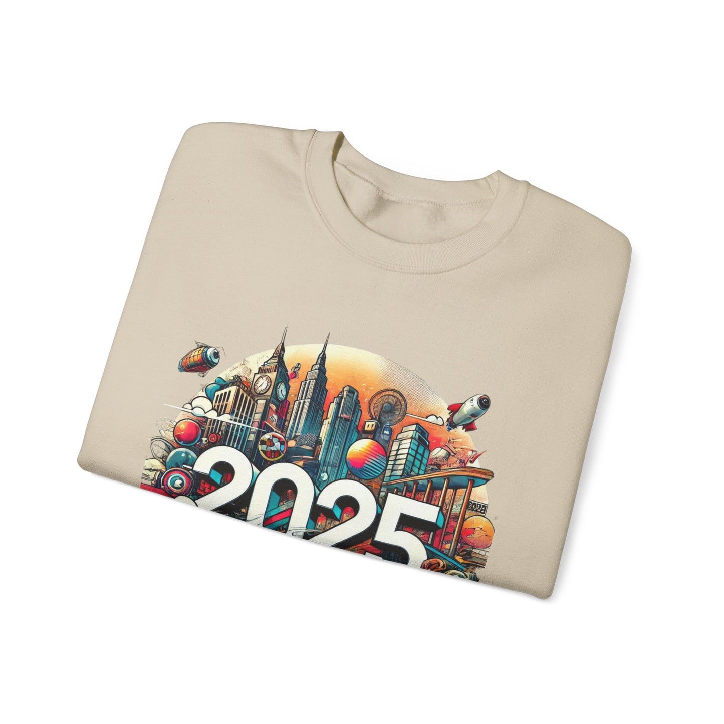 New Years Retro 2025 Crewneck Sweatshirt - Unisex Heavy Blend