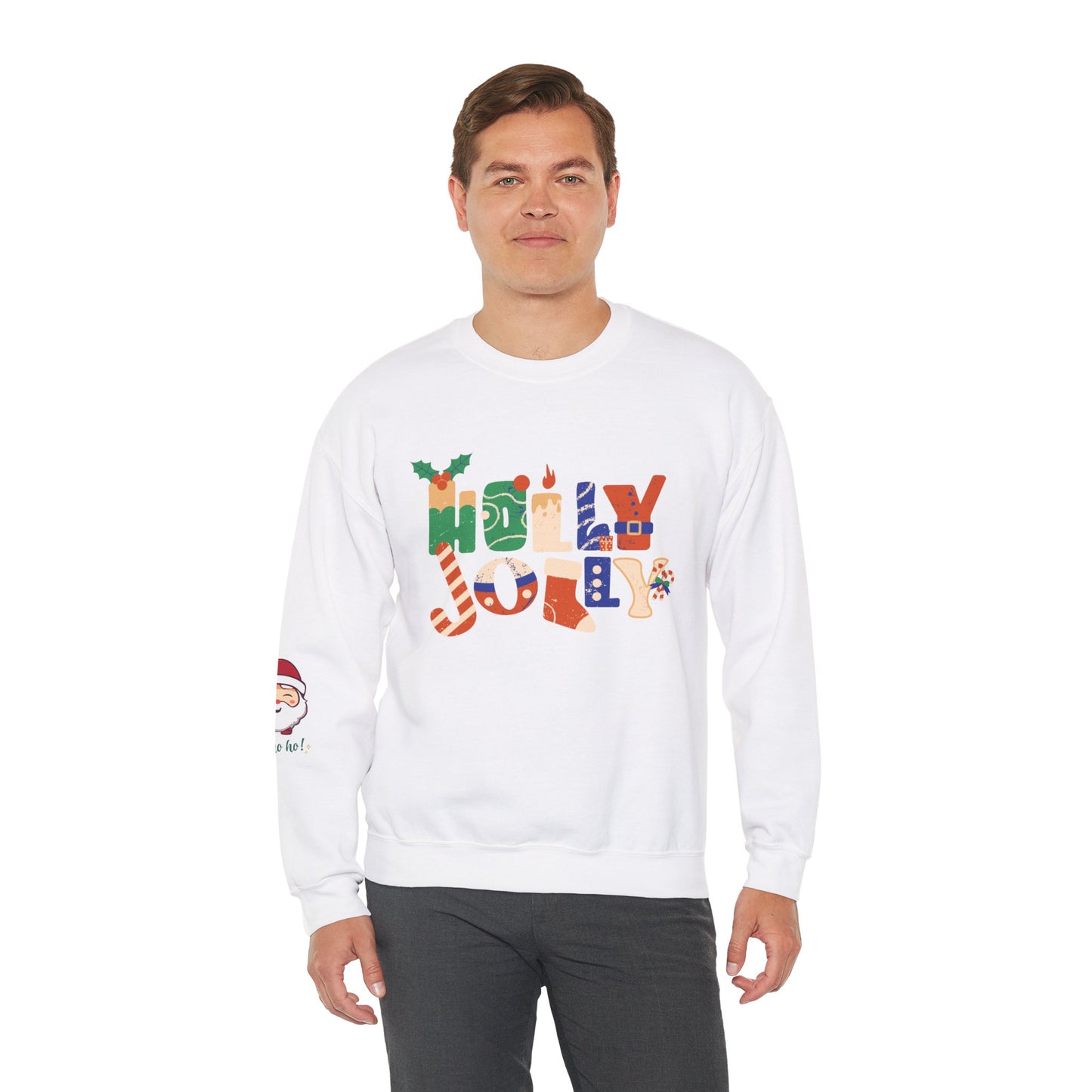 Merry Christmas Holly Jolly Crewneck Sweatshirt - Unisex Holiday Design