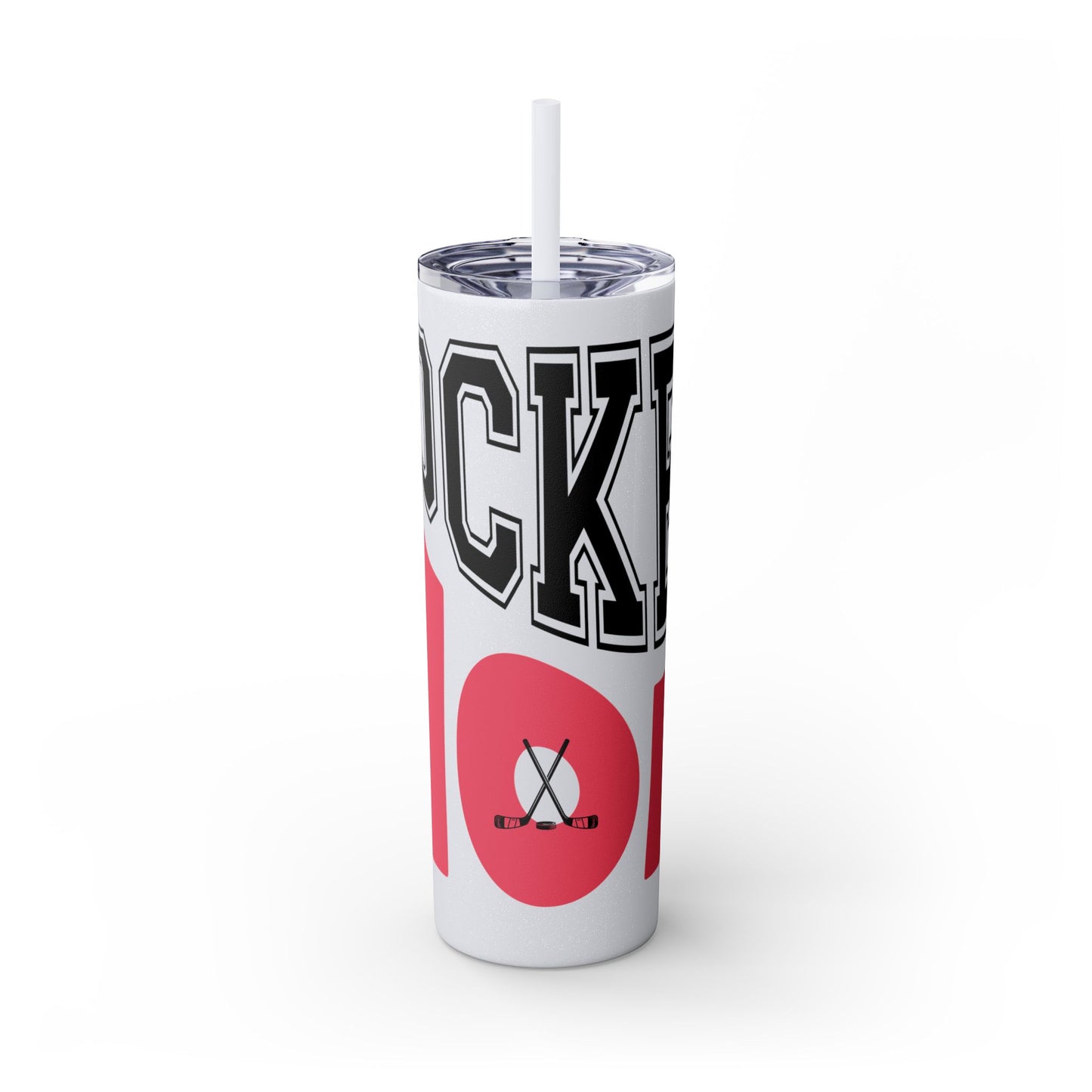 Personalized Hockey Mom Skinny Tumbler with Straw - 20oz, Perfect for Sports Fans