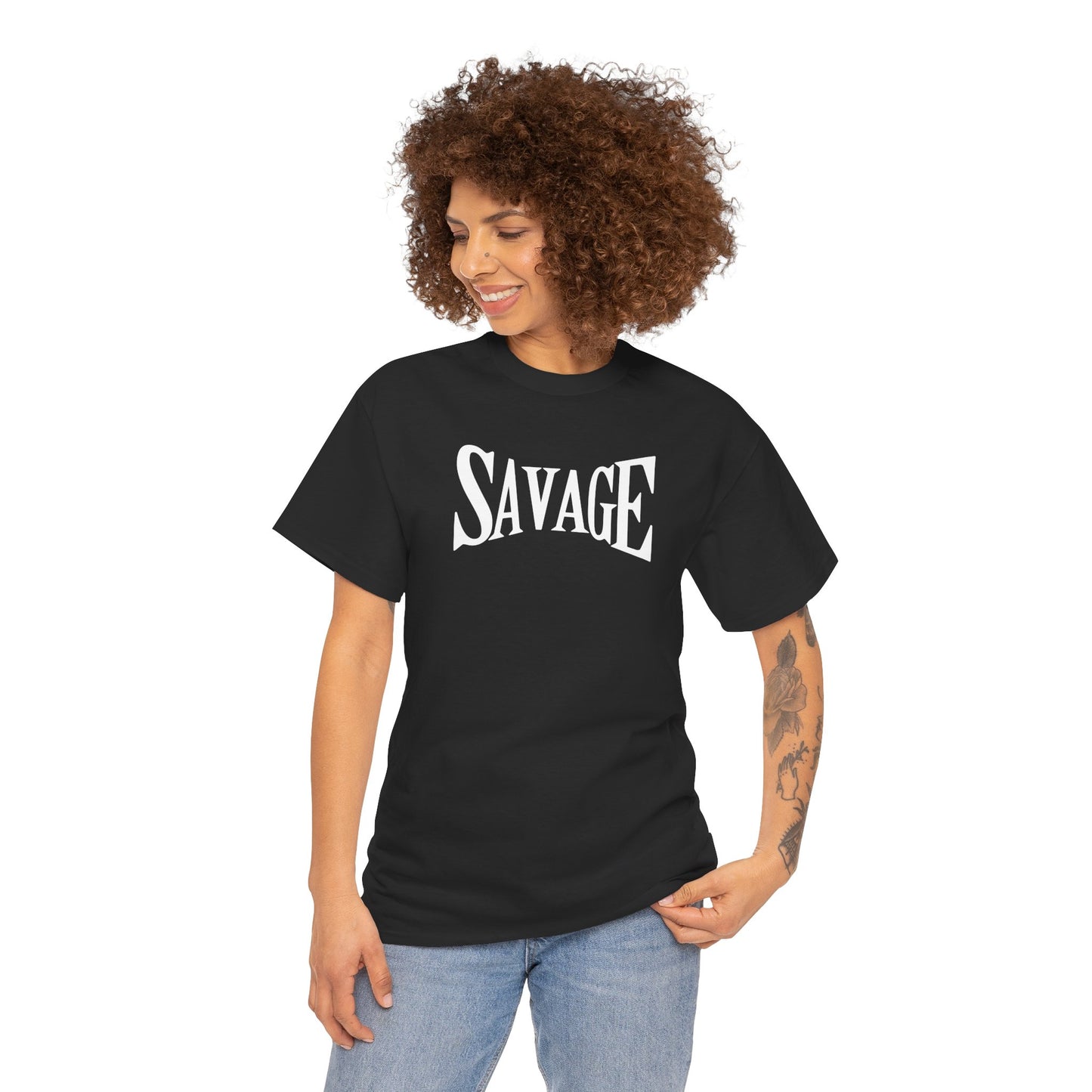 Savage Unisex Heavy Cotton Tee - Bold Graphic Tee for Statement Style