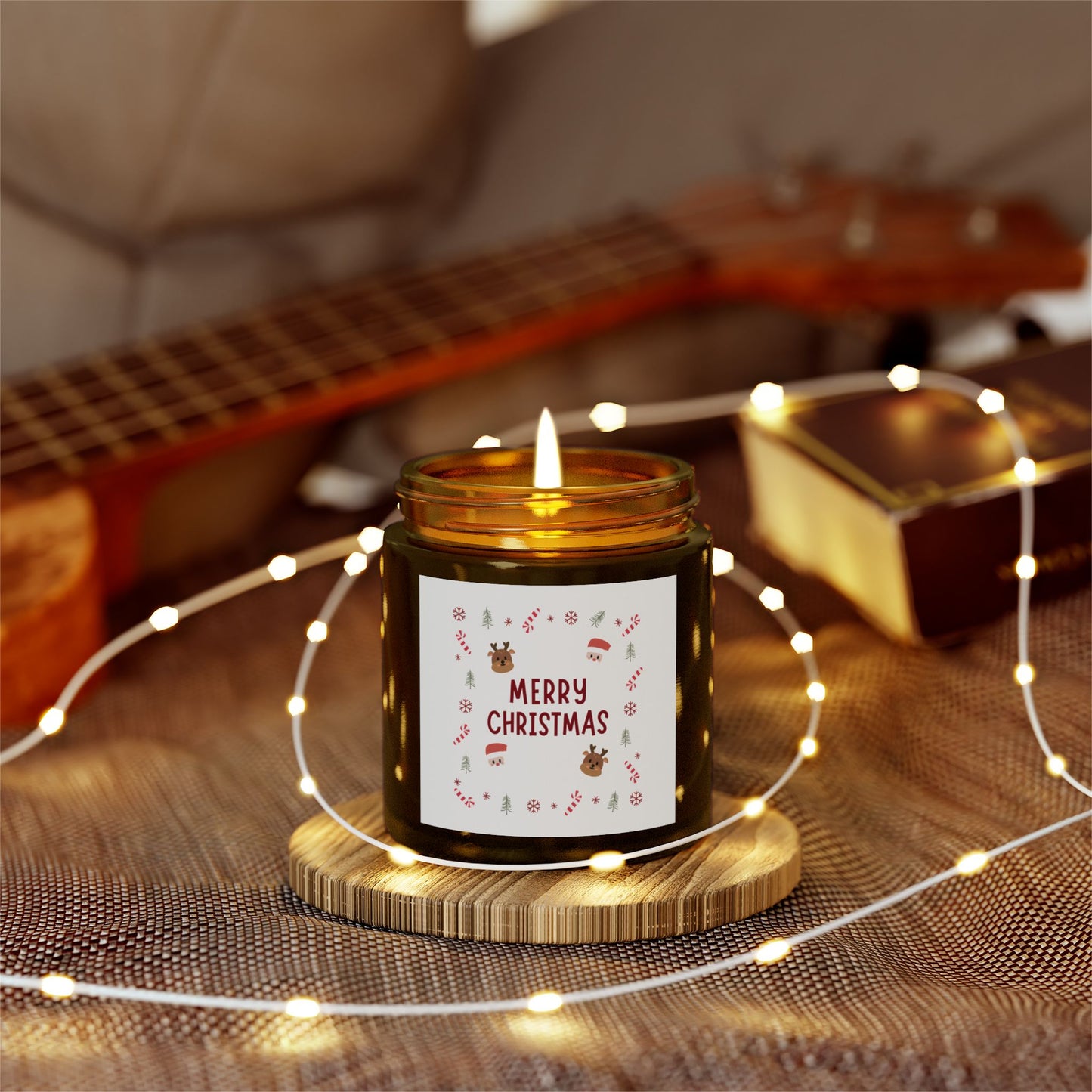 Merry Christmas Scented Candle - Coconut Apricot Wax (4oz, 9oz)