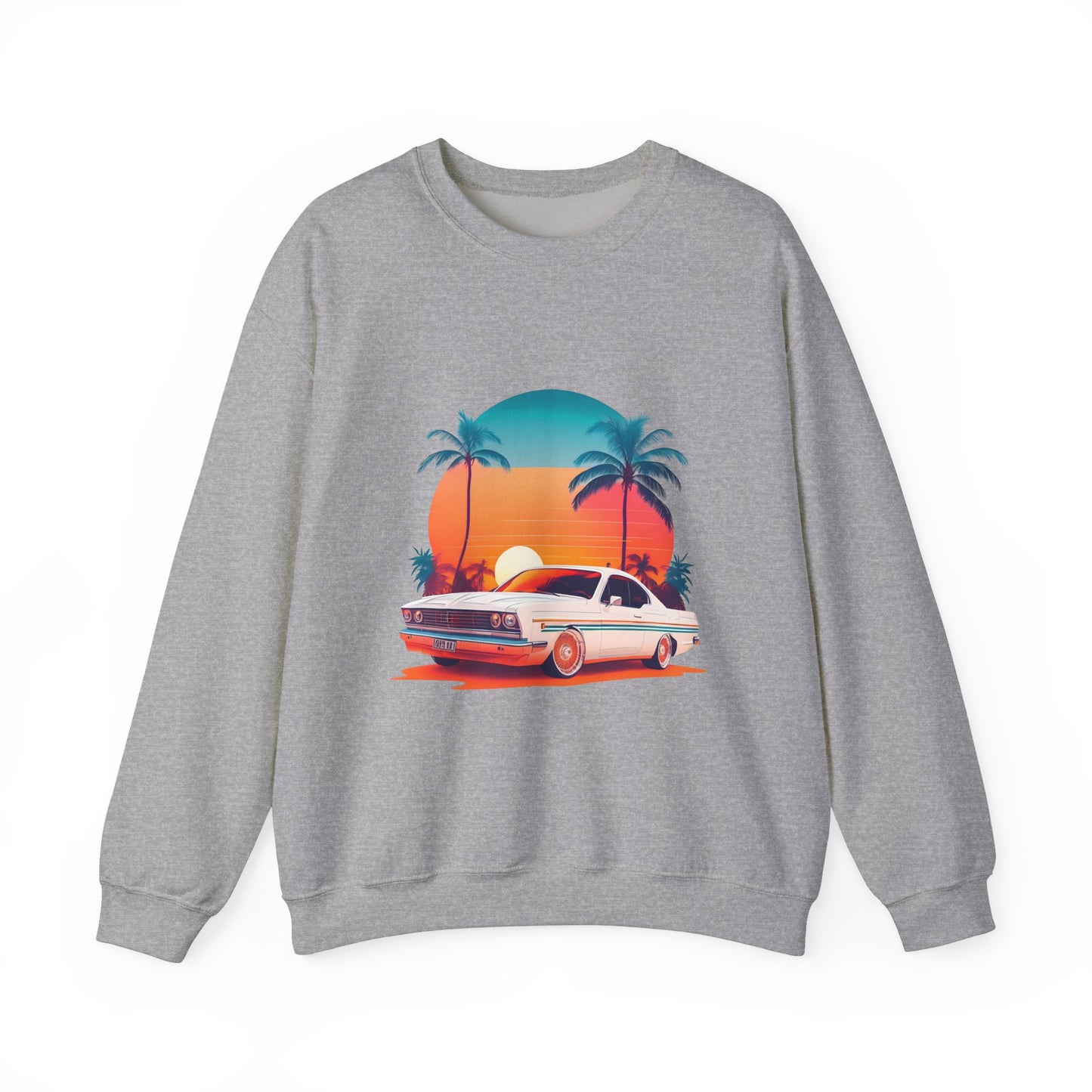 Retro Sunset Car Unisex Crewneck Sweatshirt