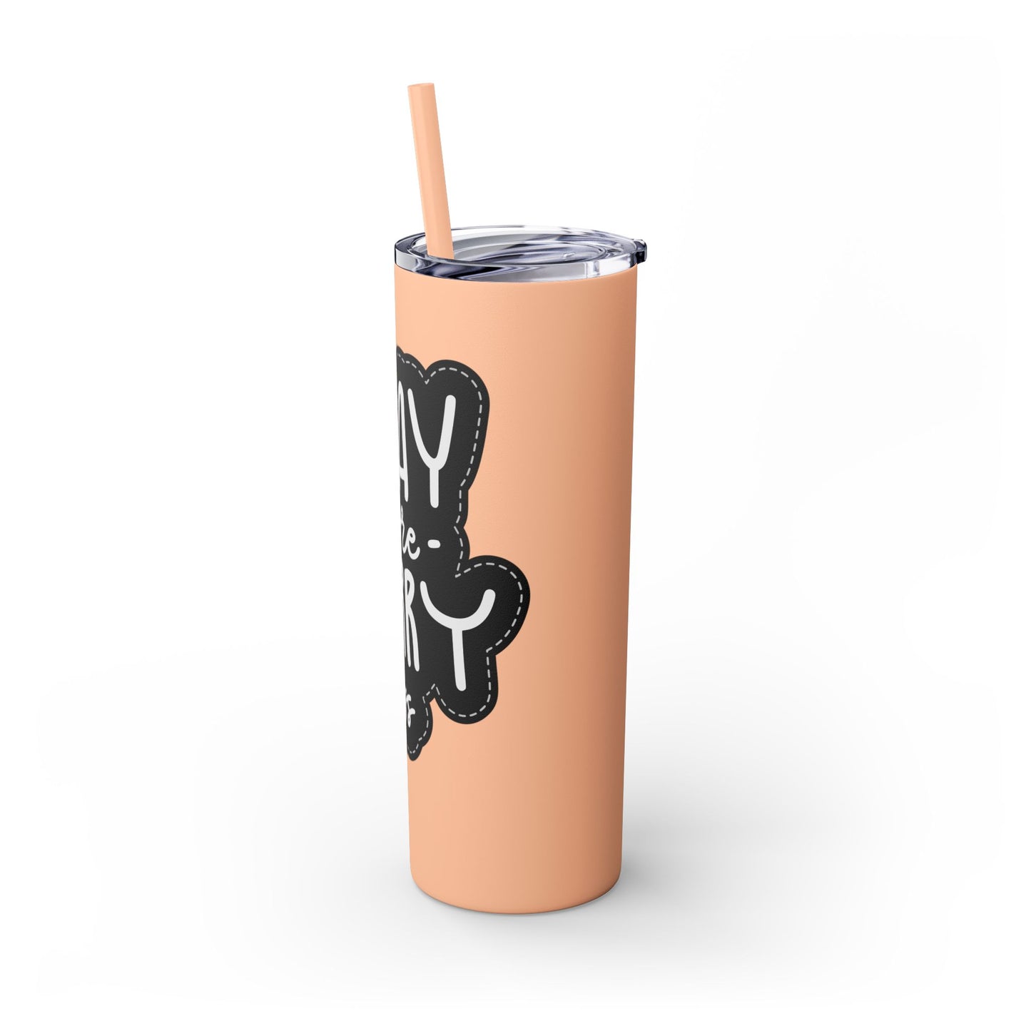 20oz Motivational Skinny Tumbler with Straw - "Pray More, Worry Less"