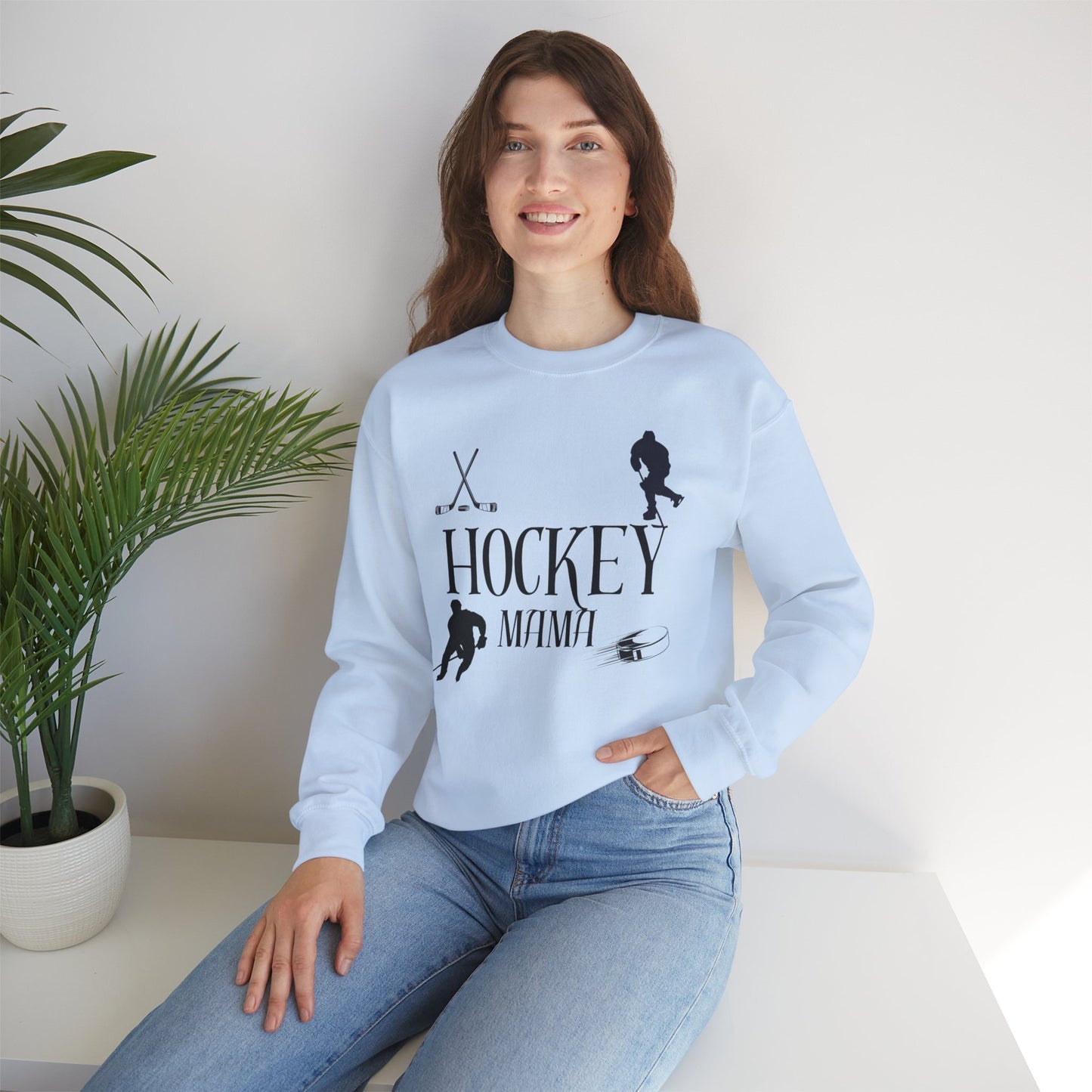 Hockey MAMA black ink - Unisex Heavy Blend™ Crewneck Sweatshirt