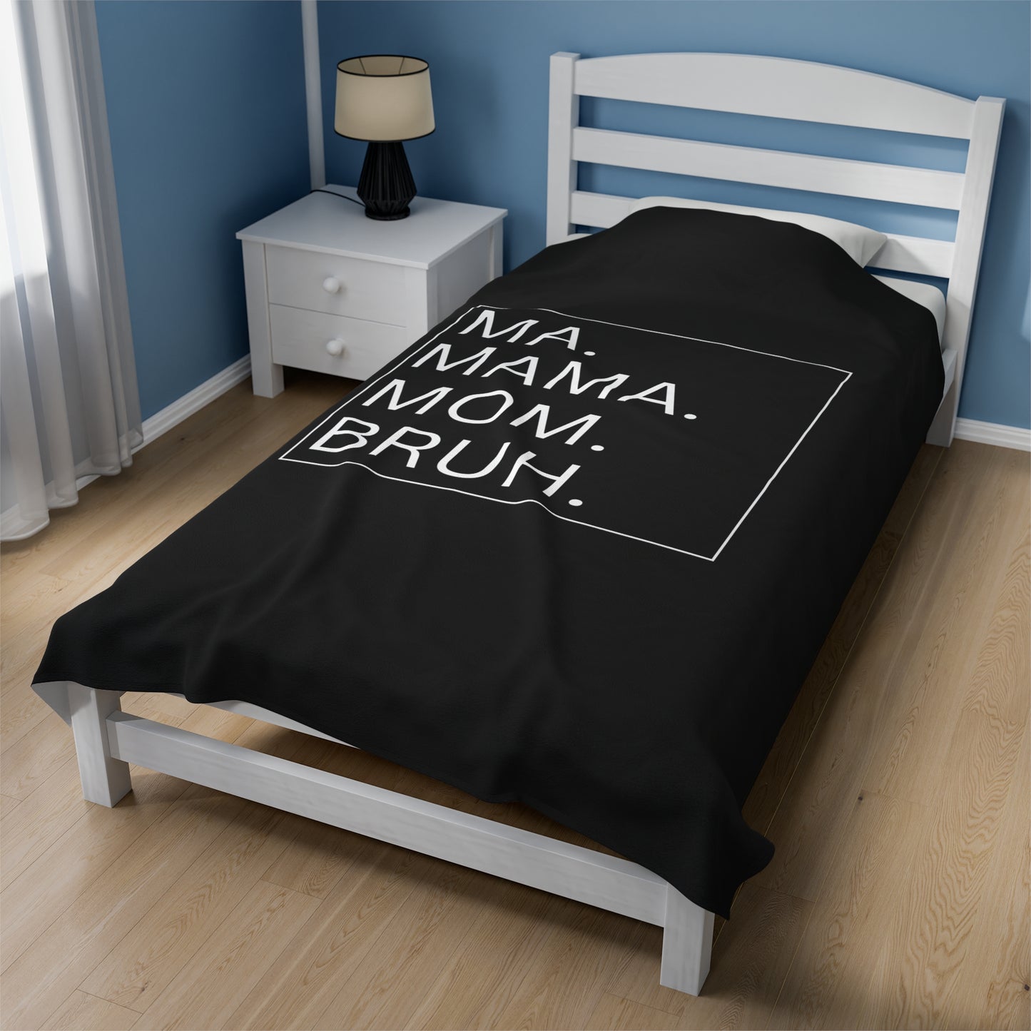 Cozy Velveteen Plush Blanket - Perfect Gift for Moms with Fun Quotes (MA, MAMA, MOM, BRUH)