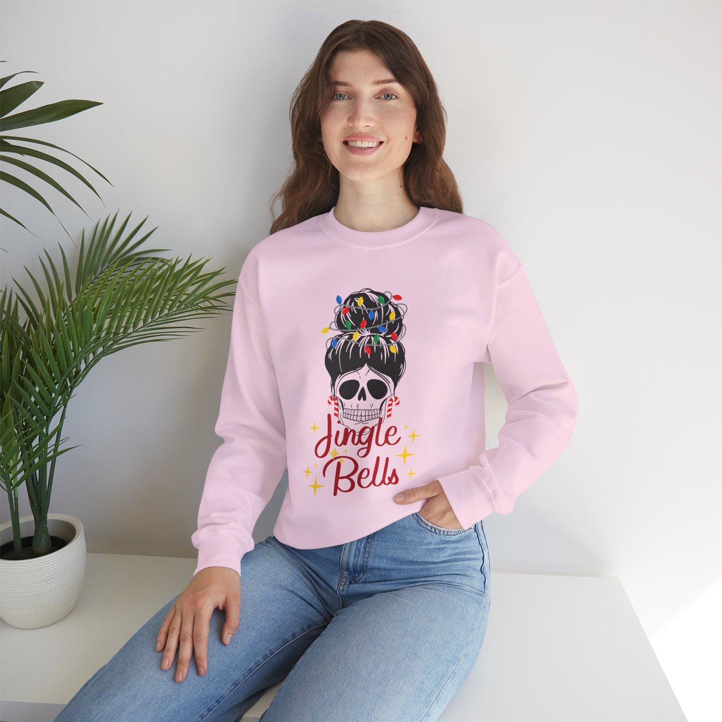 Jingle Bells Silly Skull Unisex Heavy Blend™ Crewneck Sweatshirt