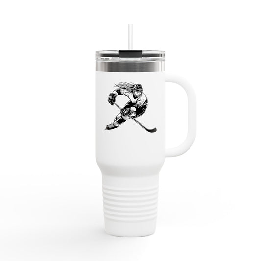 Hockey-Themed Insulated Travel Mug - 40oz Stainless Steel - Perfect for Sports Fans