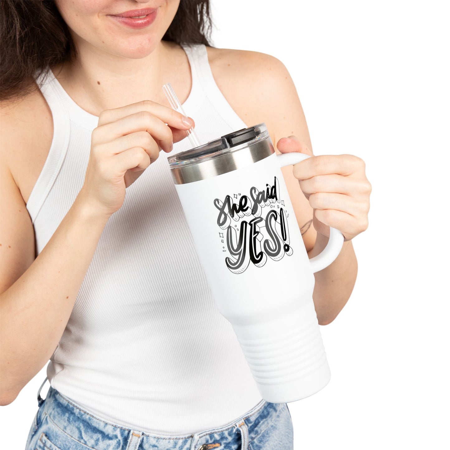 She Said Yes Insulated Travel Mug | 40oz Wedding Gift for Brides